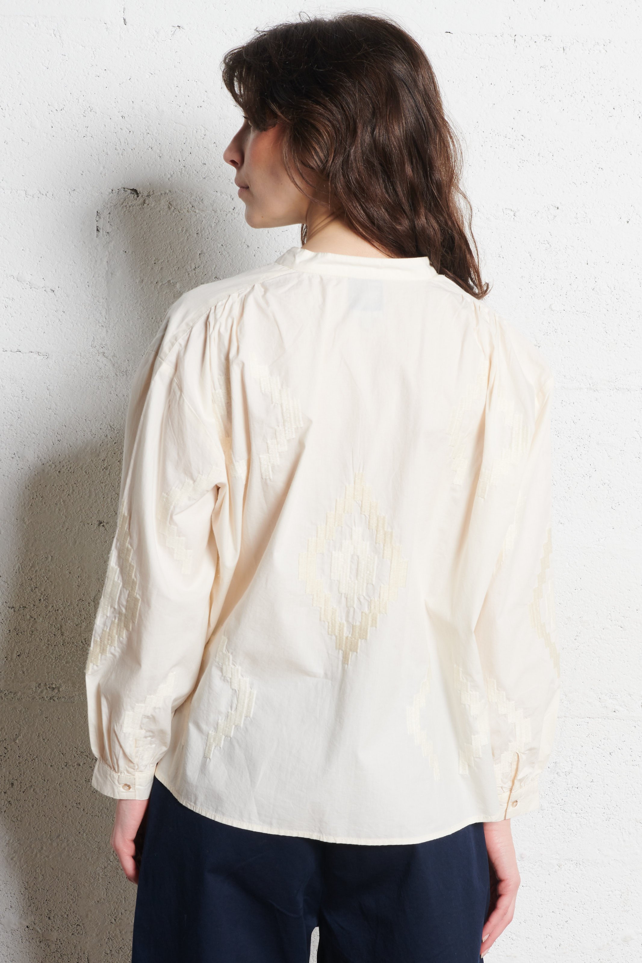 Cotton blouse with mandarin collar SACRECOEUR Beige