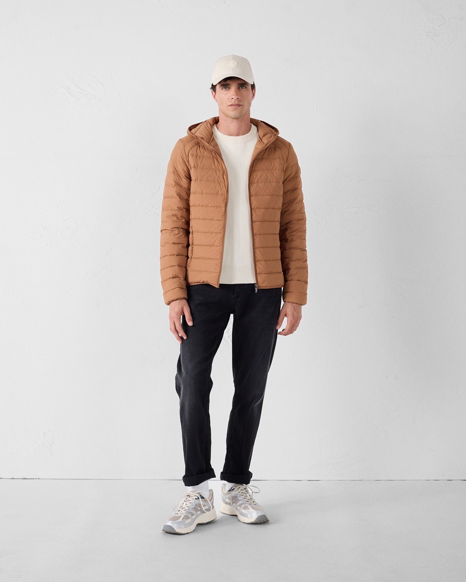 Frantz Stretch Lightweight Hooded Puffer Coat JOTT Brown