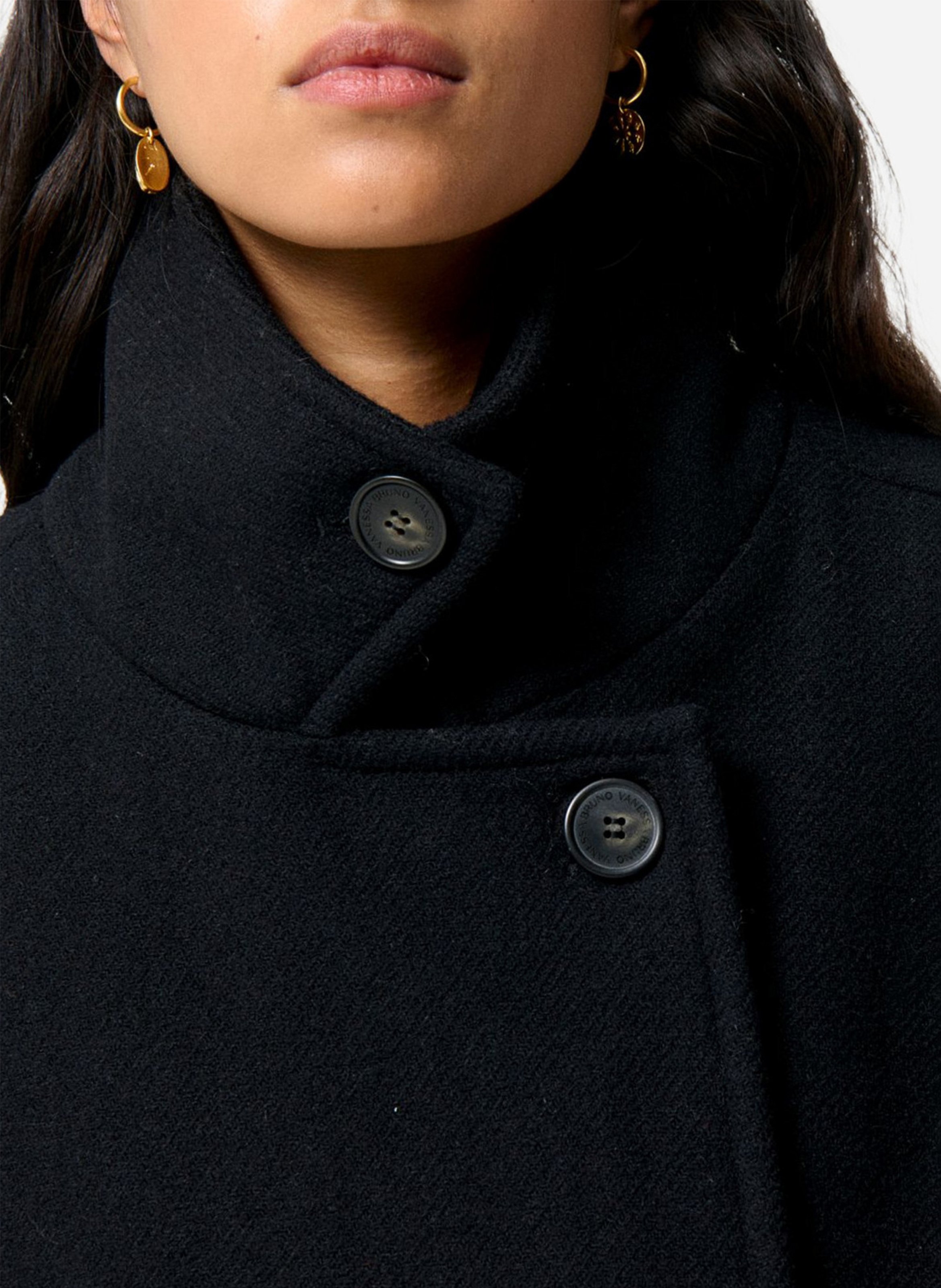 Oversized jas van wolmix met opstaande kraag VANESSA BRUNO Zwart