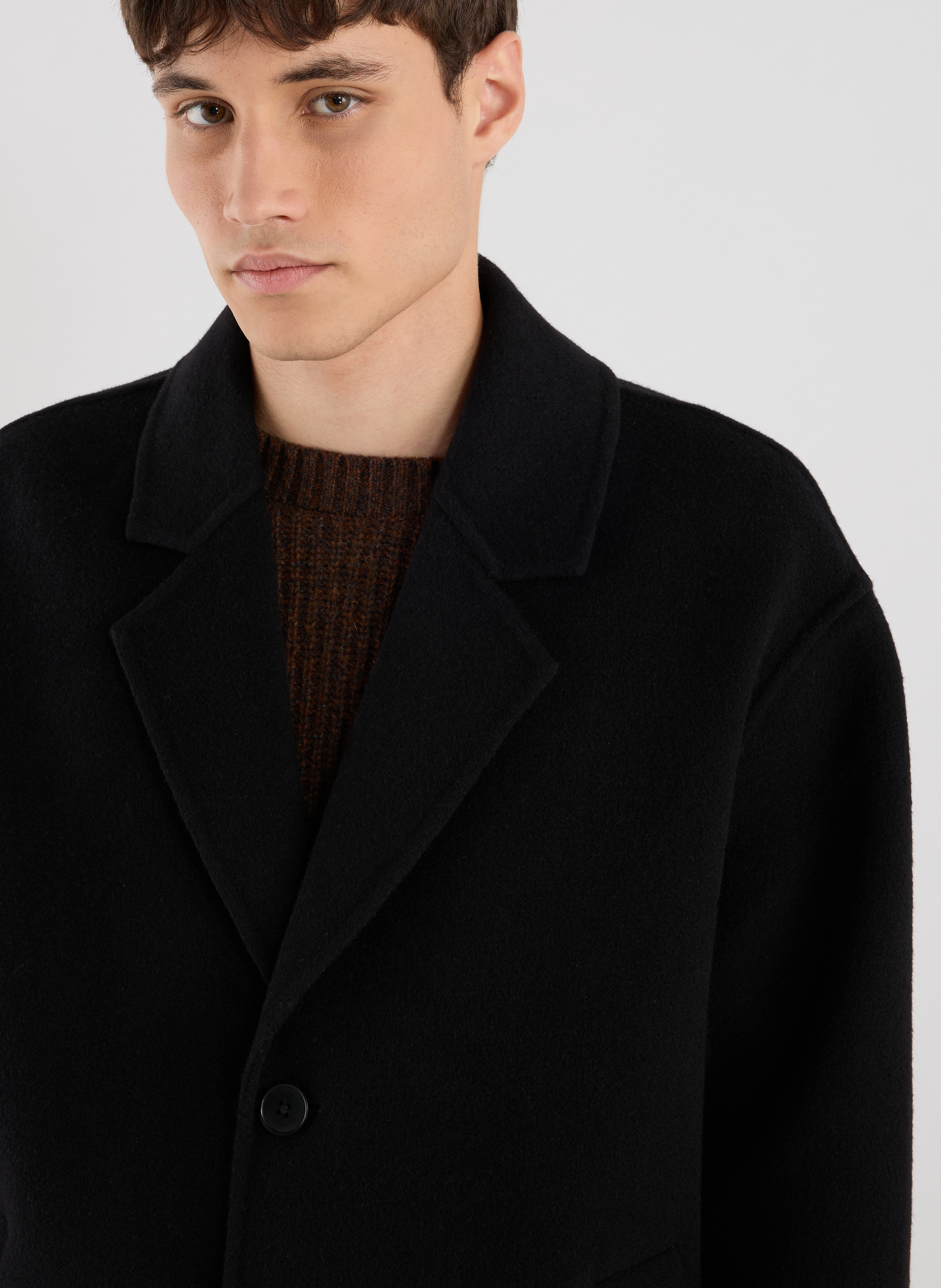 Gerader langer Wollmantel  SAISON 1865 Schwarz