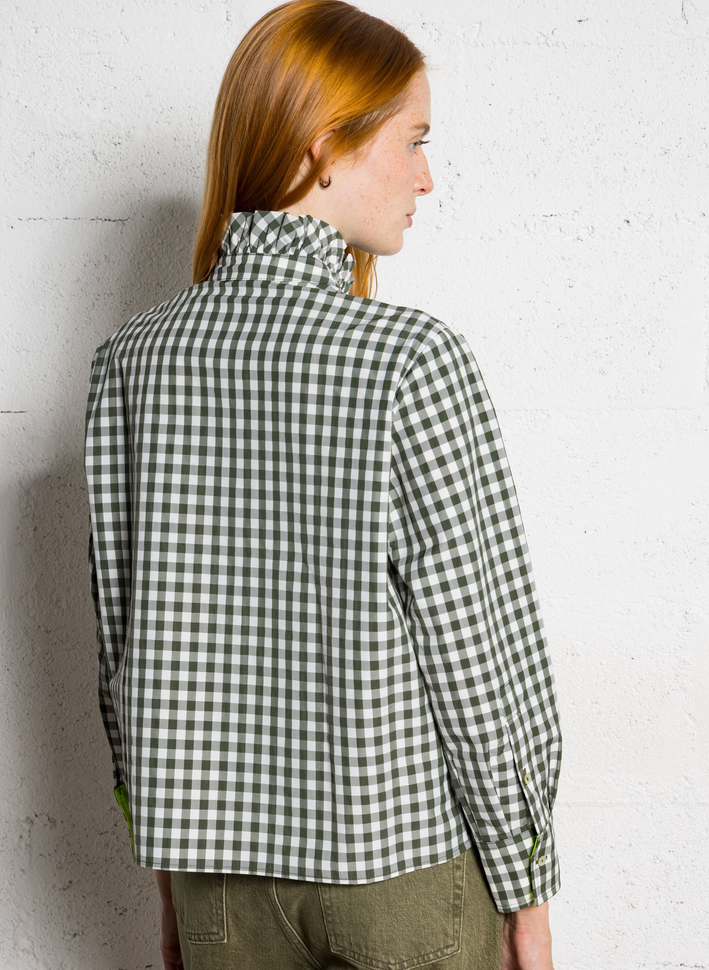 Chemise droite à carreaux en coton  DR BLOOM Marron