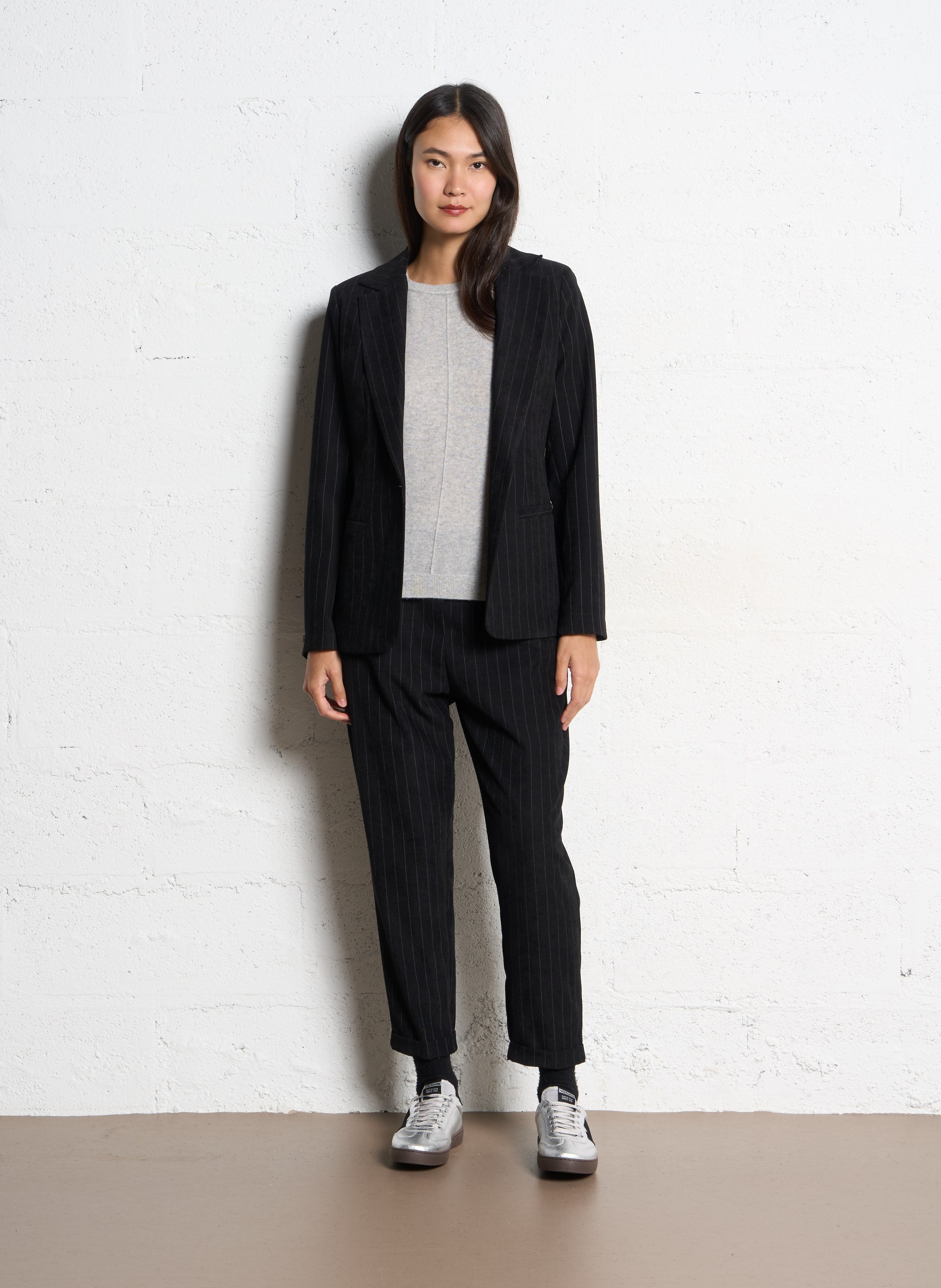 Pantaloln droit en velours PLEASE Noir