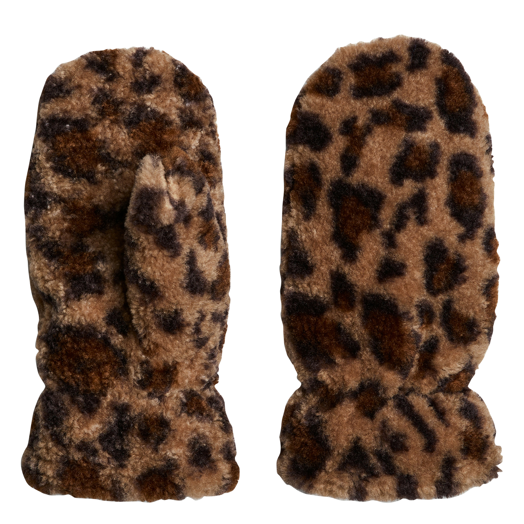Printed sherpa mittens PIECES Brown