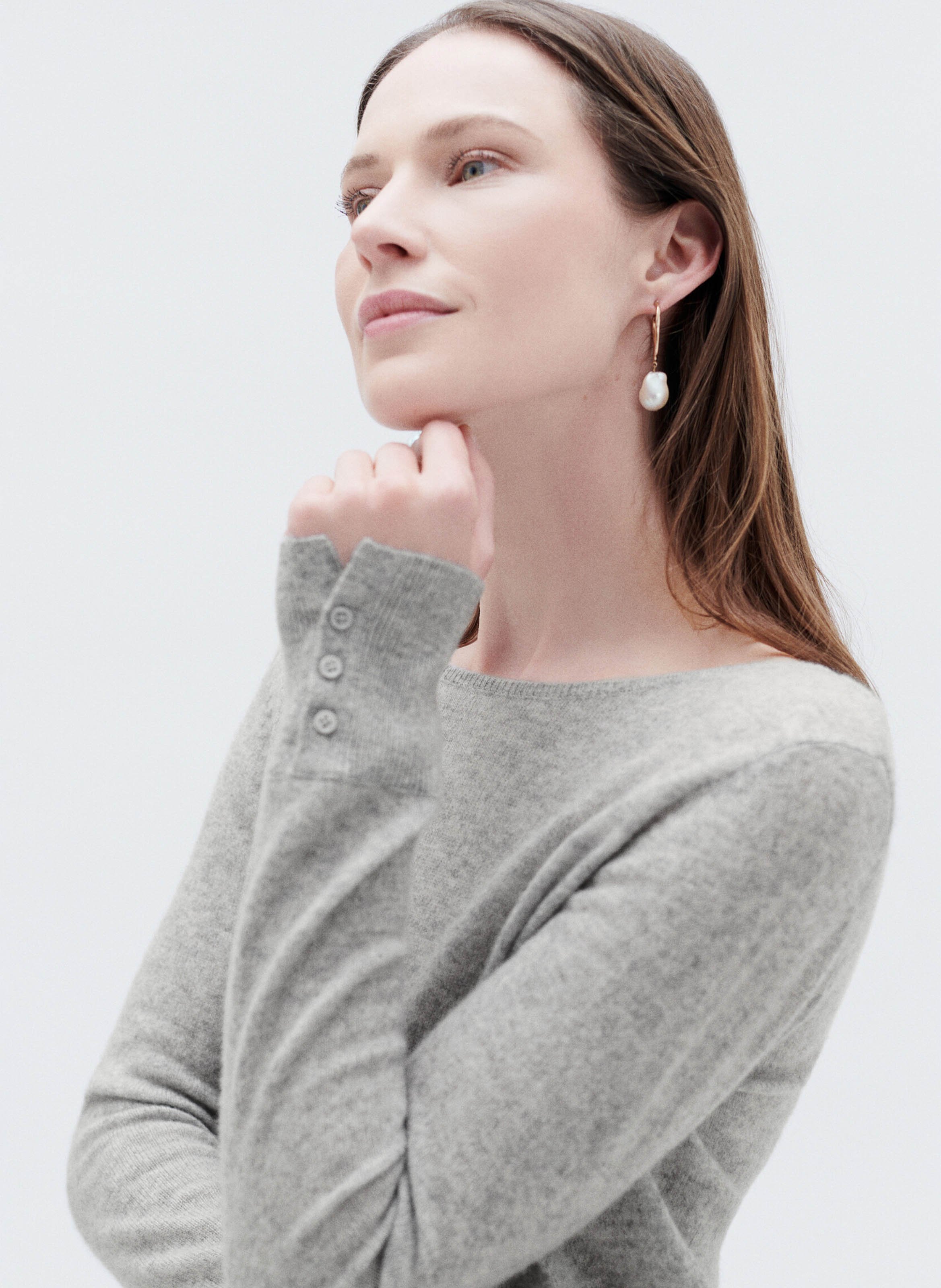 Straight boat-neck sweater Grey