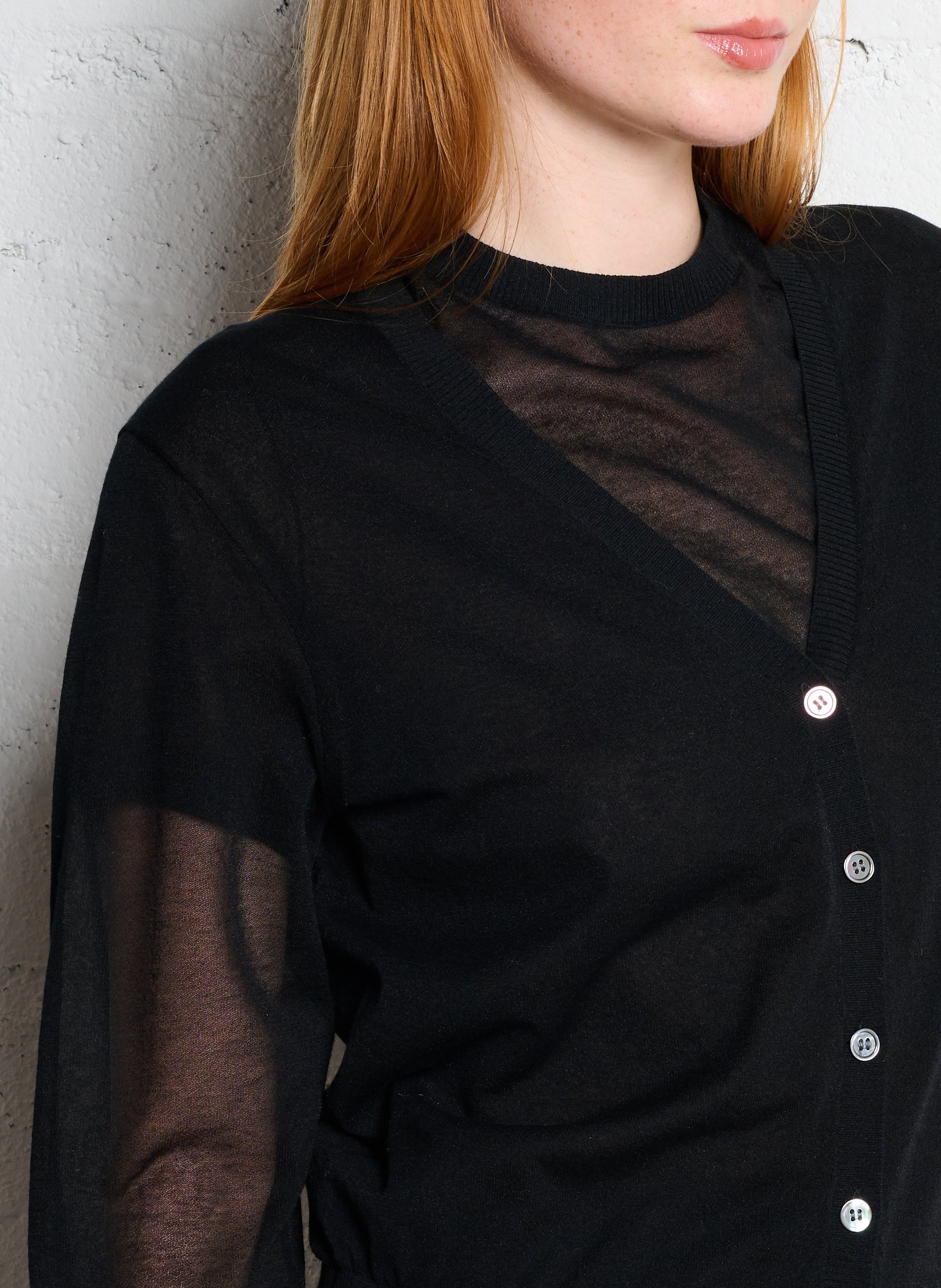 Cardigan col V en coton mélangé SOEUR Noir