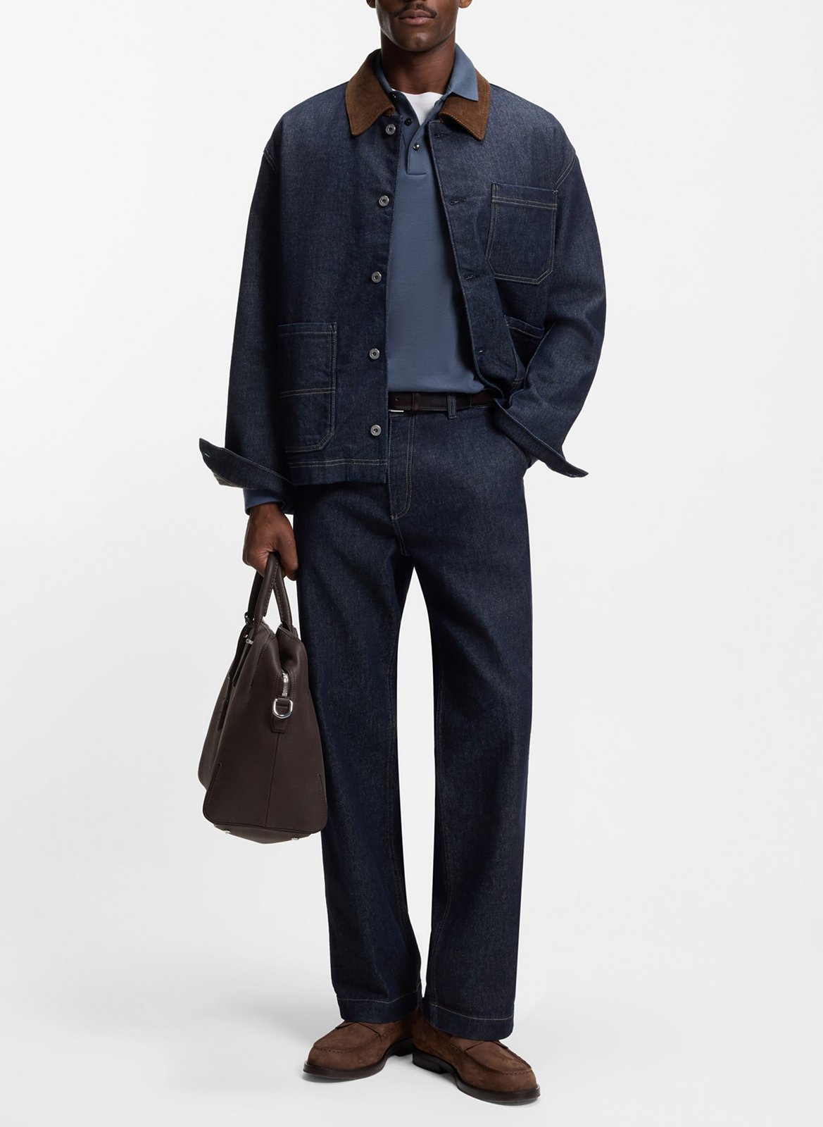 Cotton polo shirt with classic collar BOSS Blue