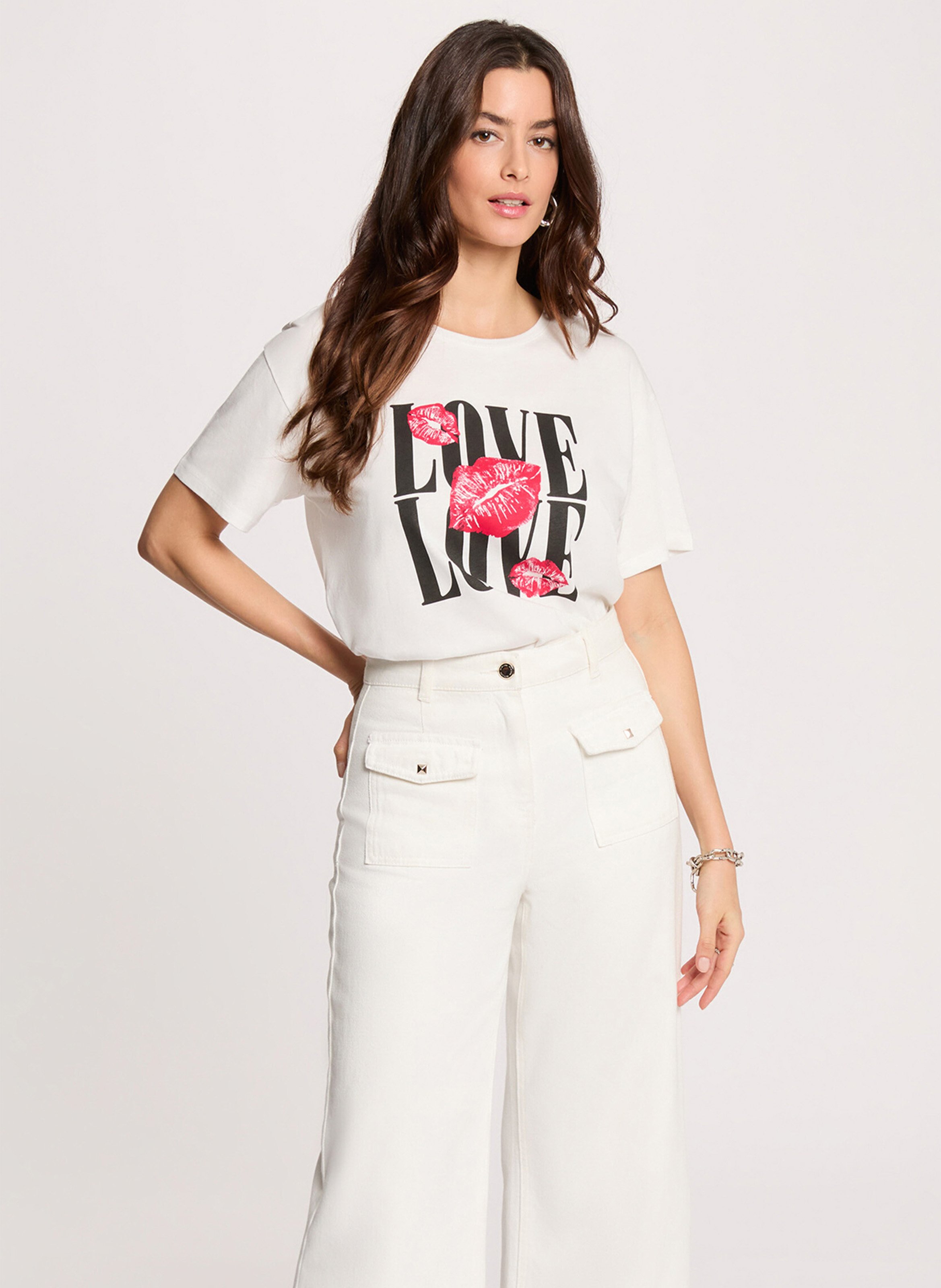 Short-sleeved screen-printed T-shirt MORGAN White