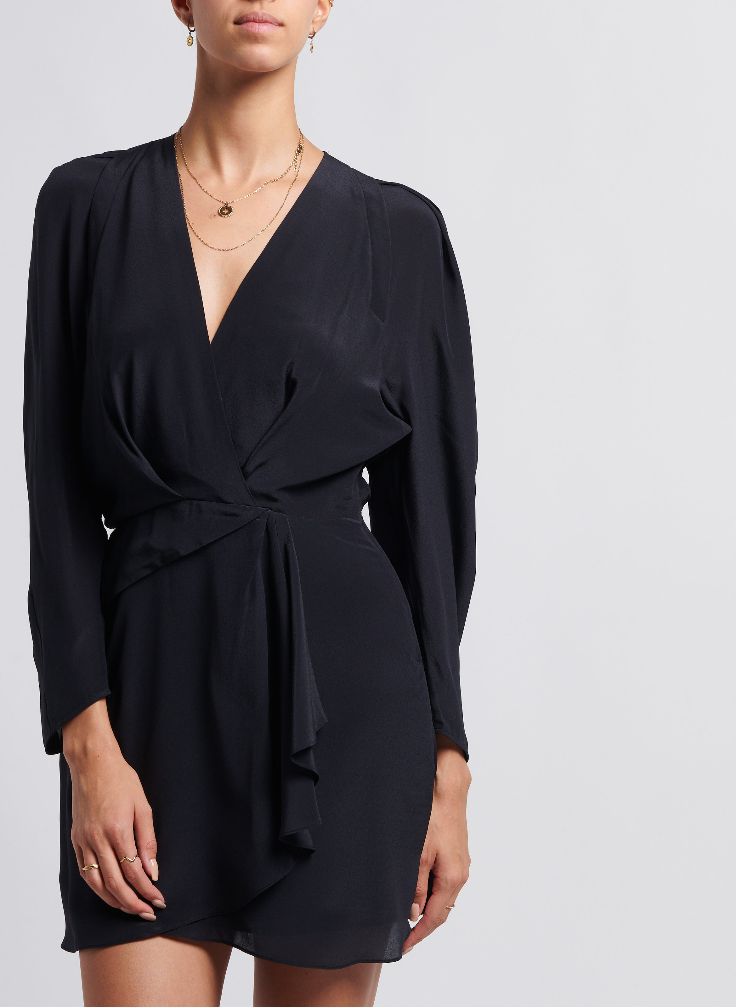 Robe courte col v en soie  IRO Noir