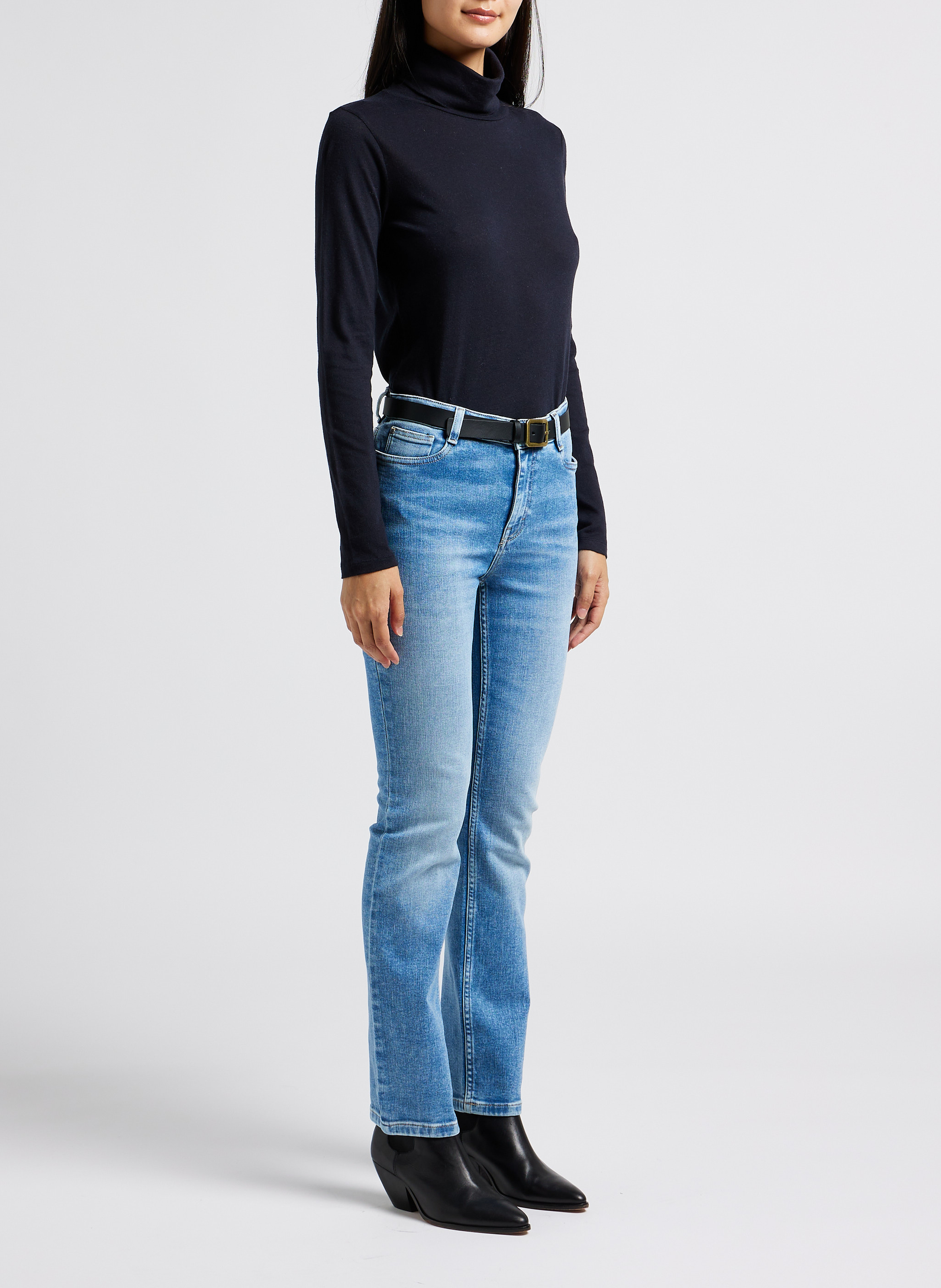 Rollkragen-T-Shirt aus Baumwolle und Kaschmir MAJESTIC FILATURES Blau