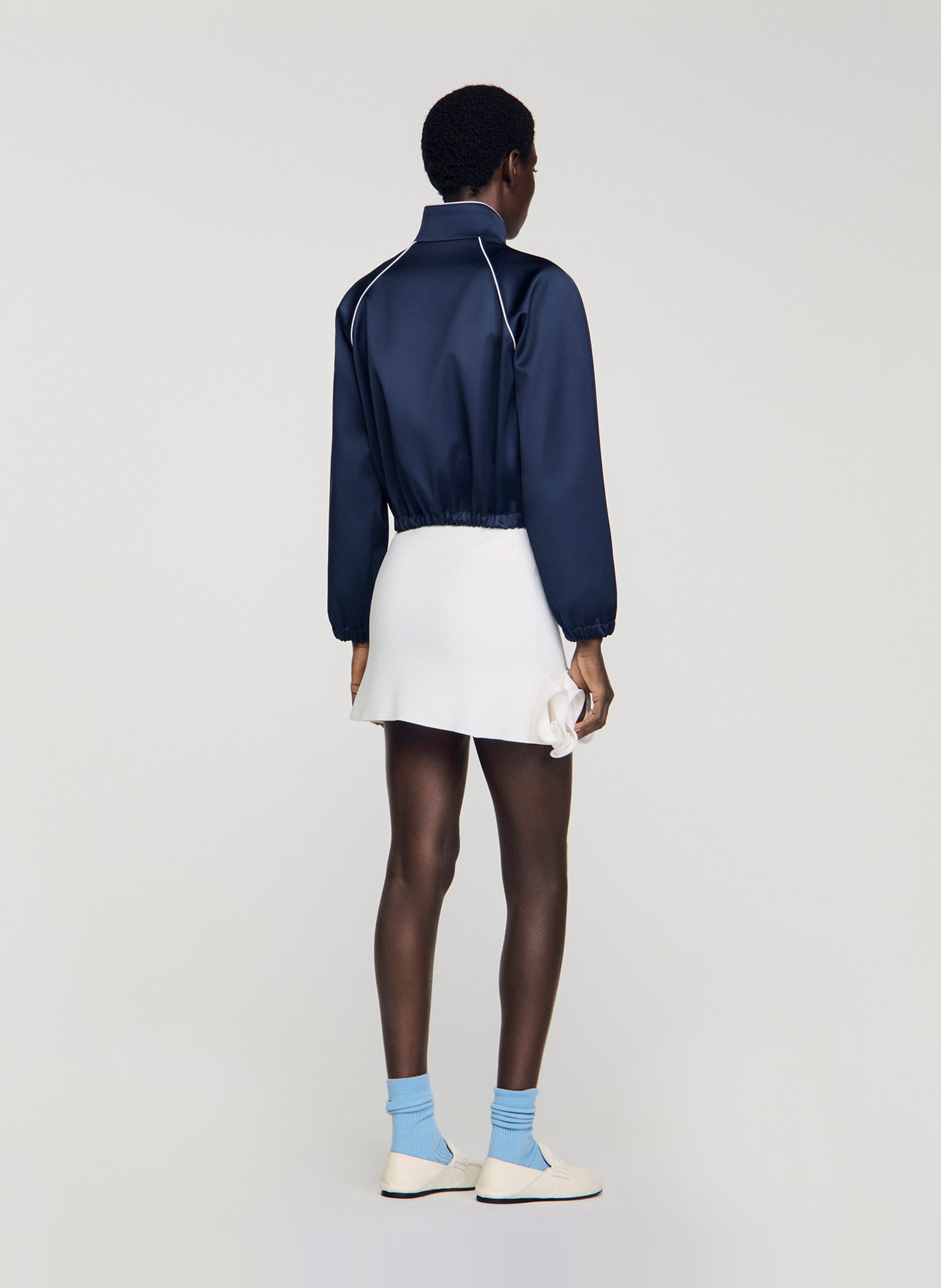 Blouson zippé uni col montant SANDRO Bleu