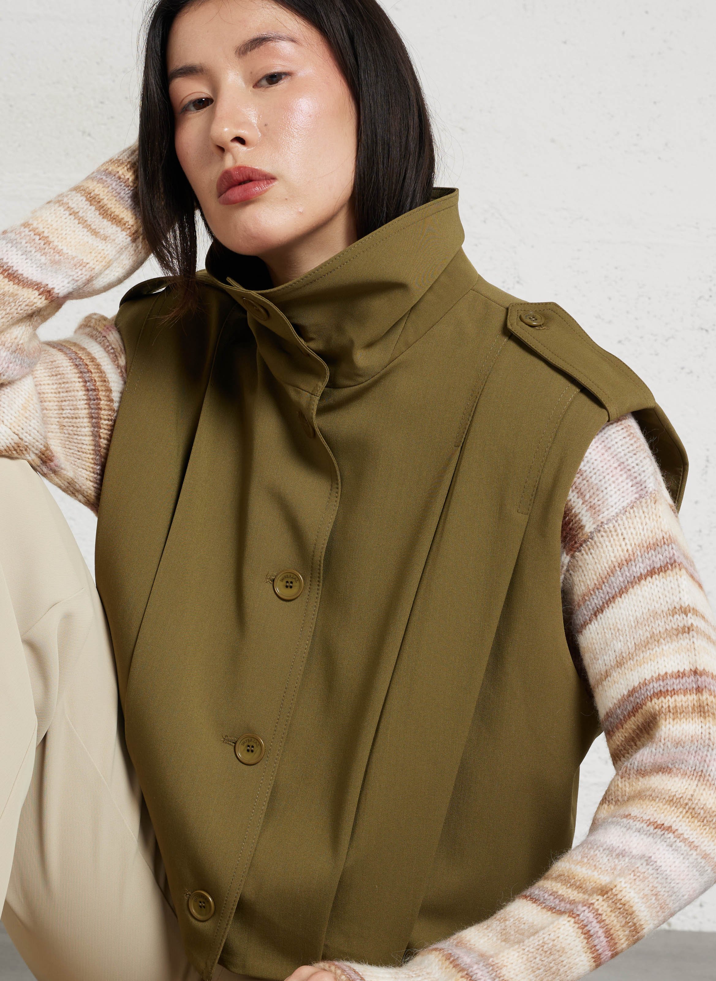 Oversized classic collar vest IMPERIAL Green