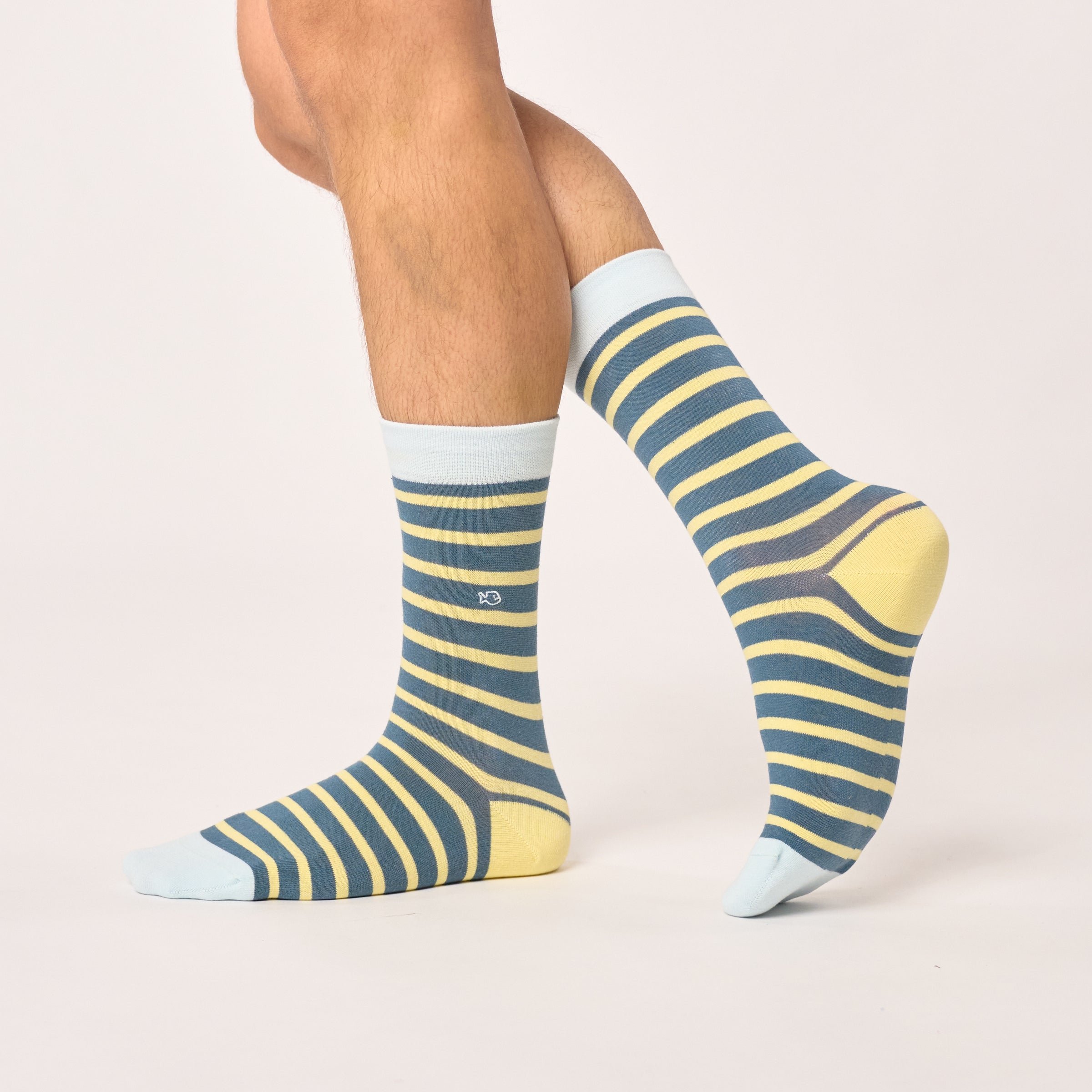 Combed Cotton Socks with Wide Stripes BILLYBELT Blue