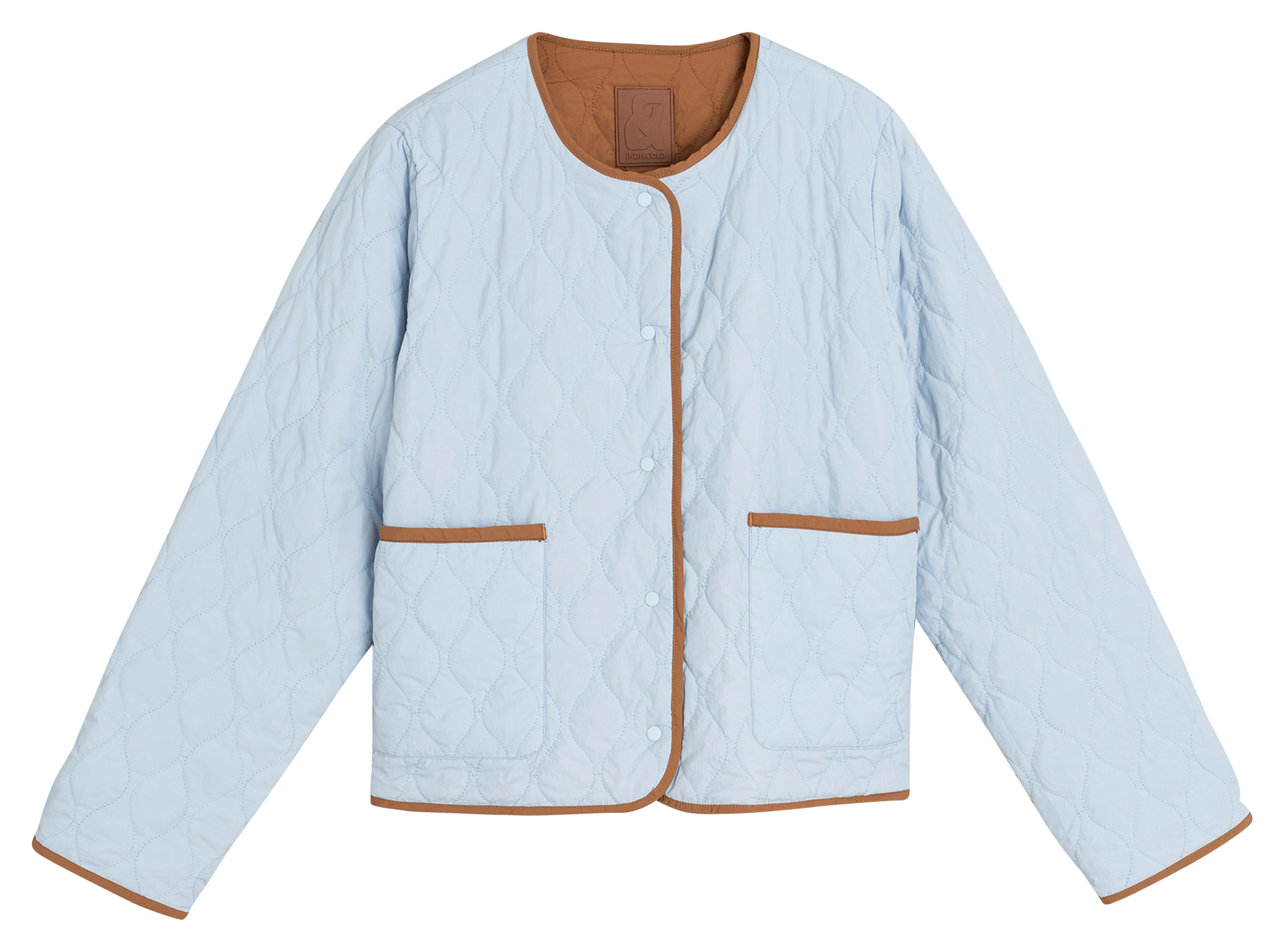 Gepolsterte gerade Jacke mit Rundhalsausschnitt INDI & COLD Beige