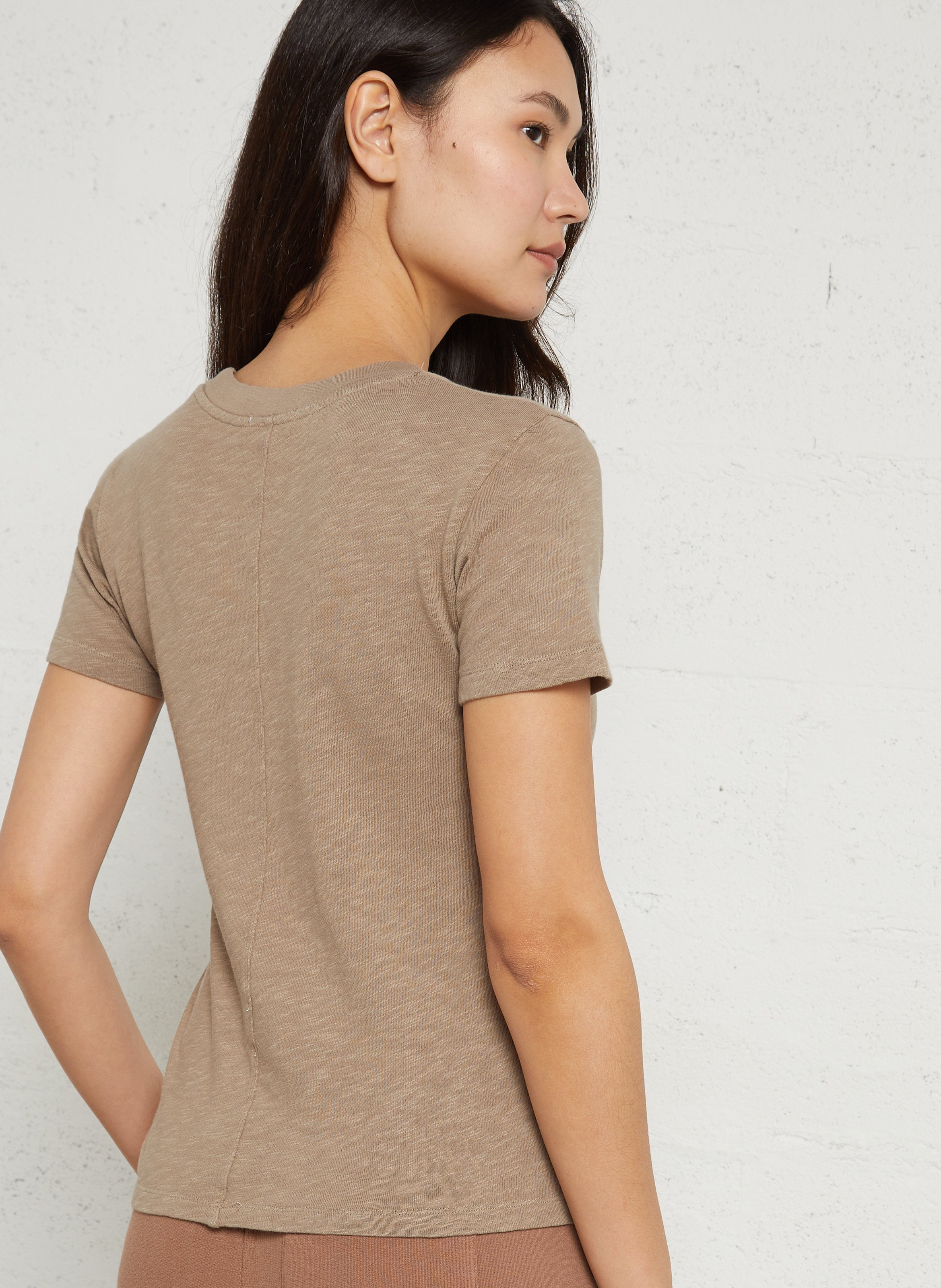 Recht, katoenen T-shirt met ronde hals AMERICAN VINTAGE Beige