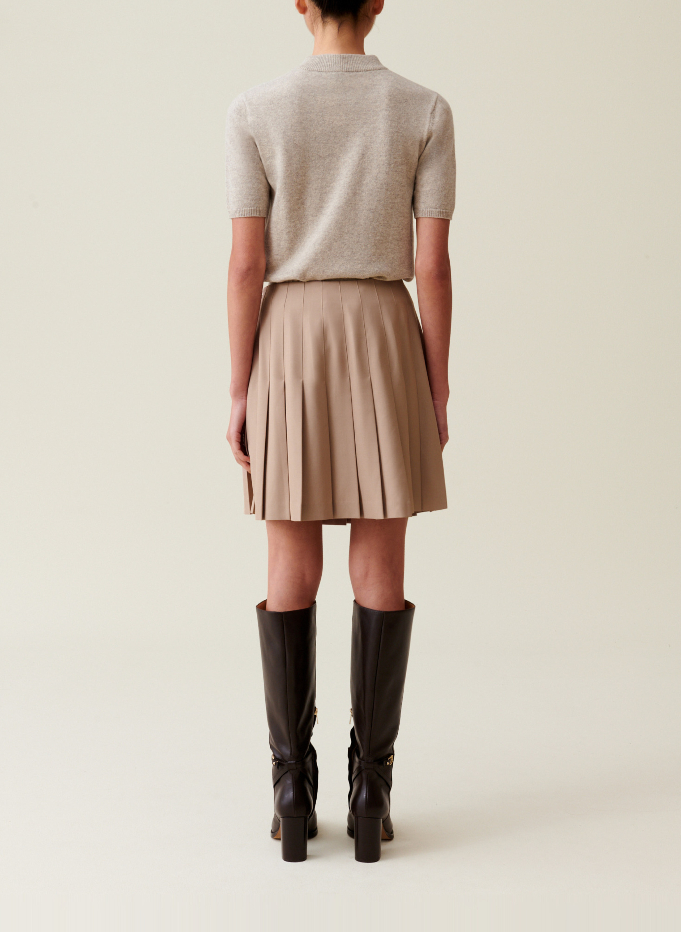 Korte effen plooirok CLAUDIE PIERLOT Beige