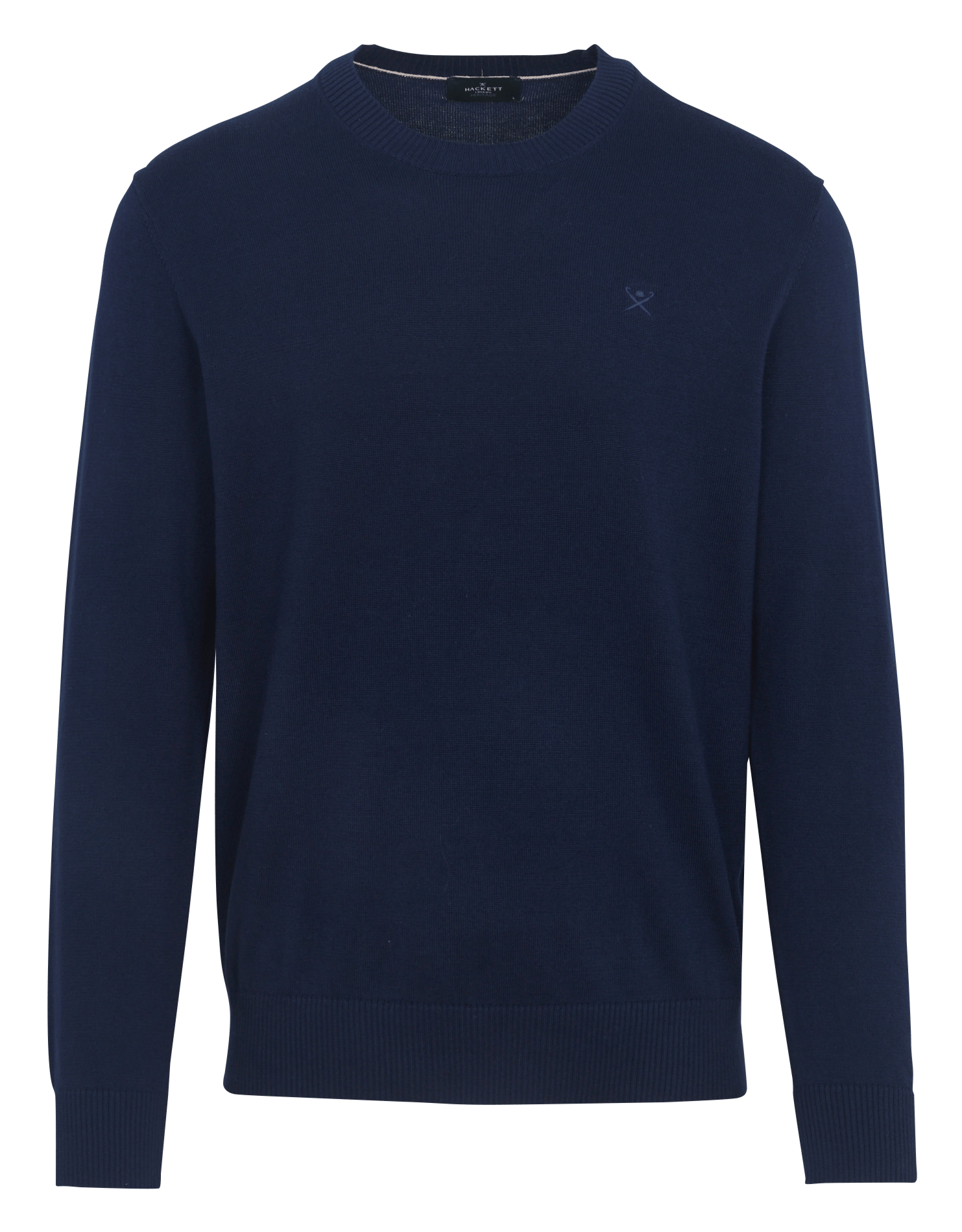 Gerade geschnittener Rundhalspullover aus Baumwolle mit Stickerei HACKETT Blau