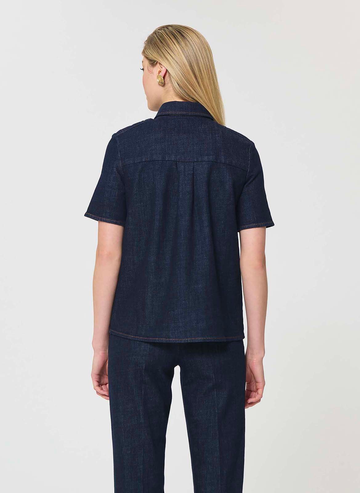 Rechte top met polokraag van gemengd katoen TARA JARMON Blauw