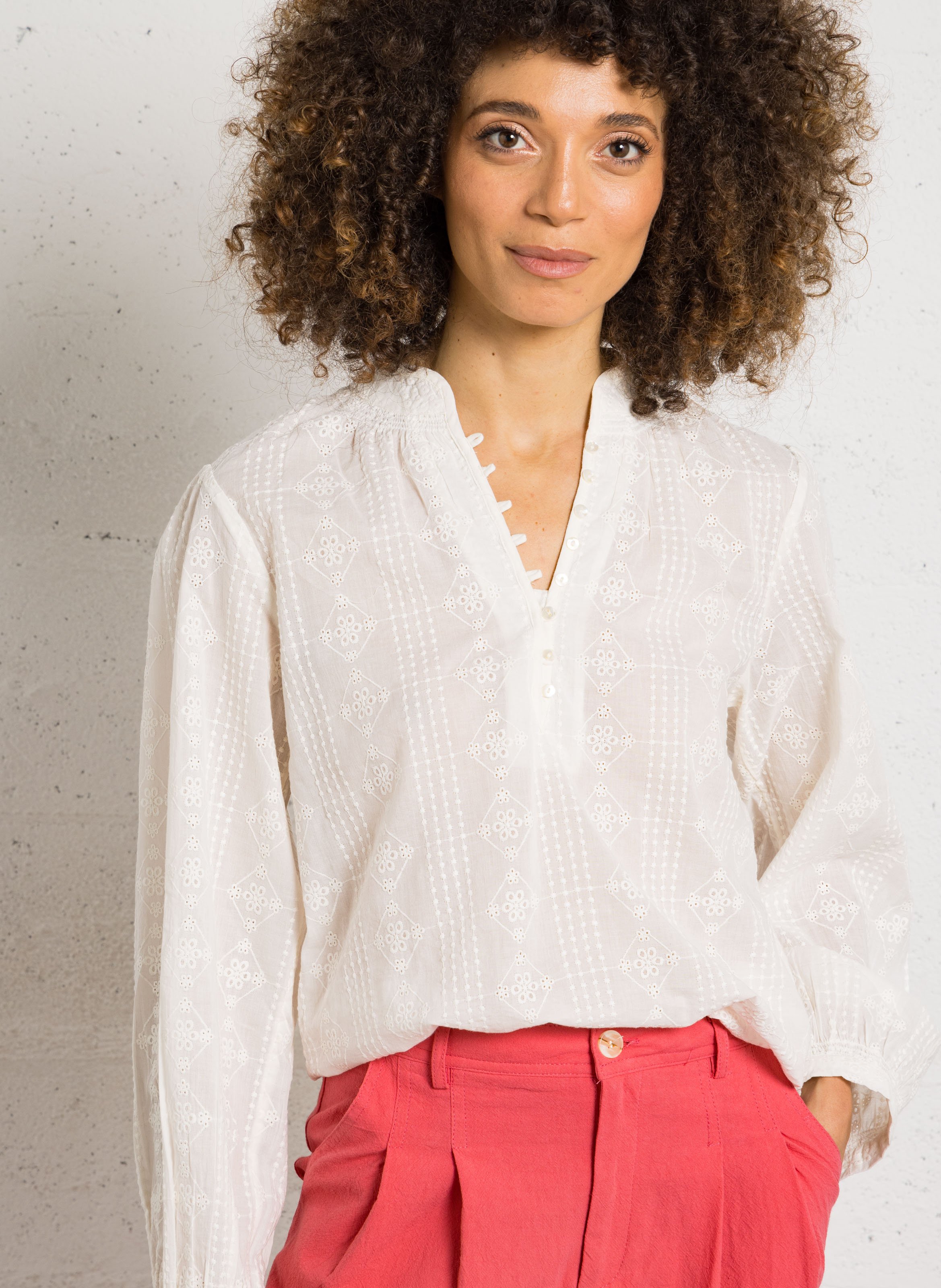 Baumwollbluse mit V-Ausschnitt MAISON 123