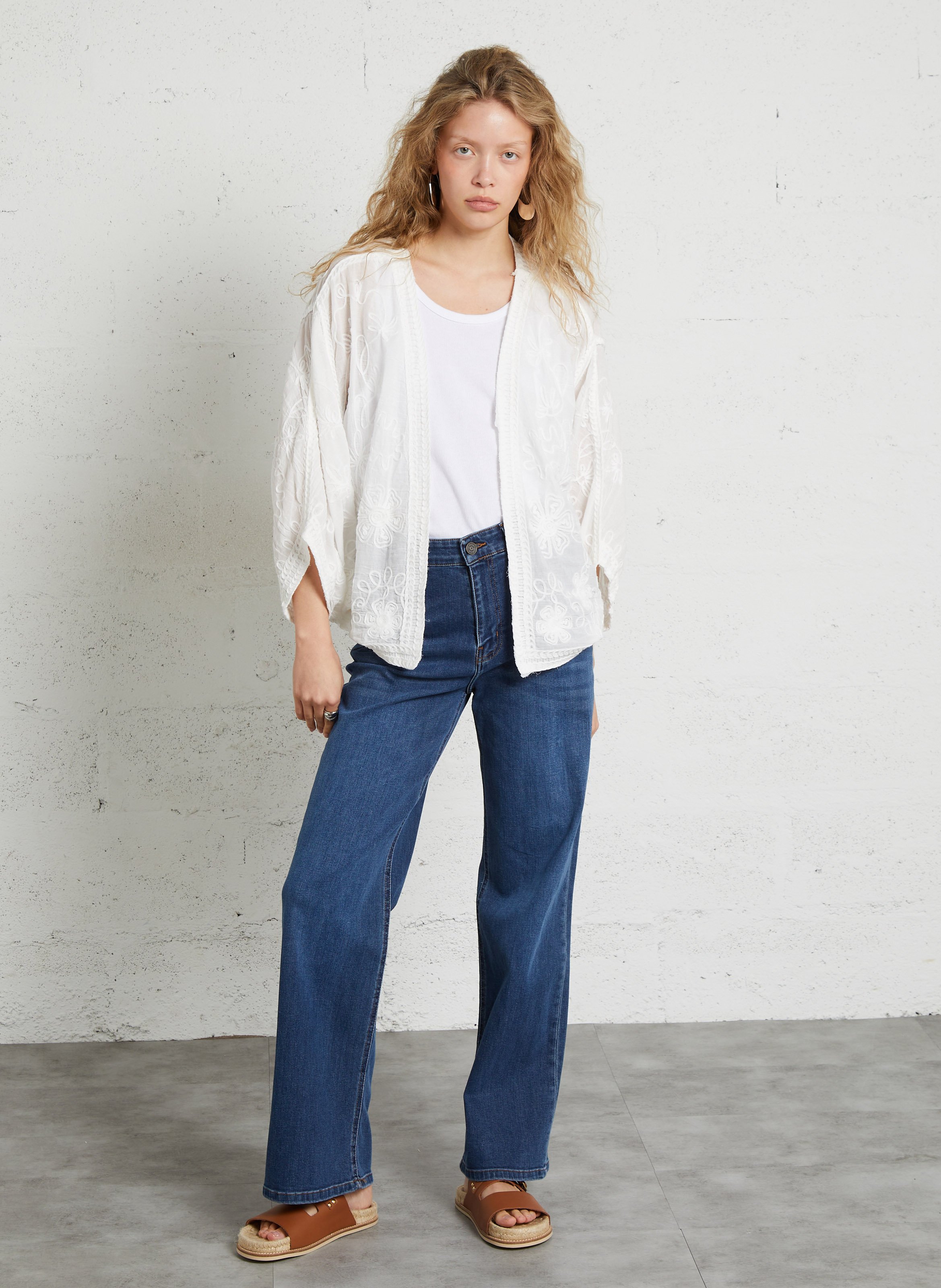 Cotton-blend wide-leg jeans SUD EXPRESS Black