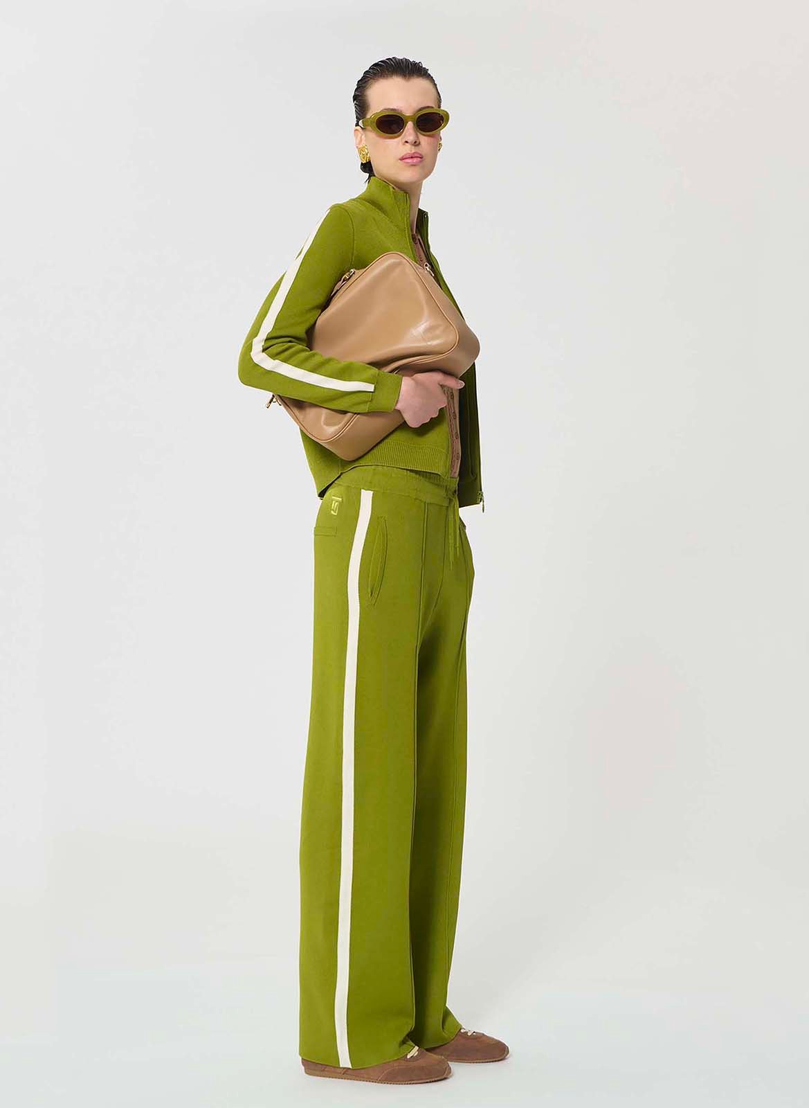 Pantalon droit en maille TARA JARMON Vert