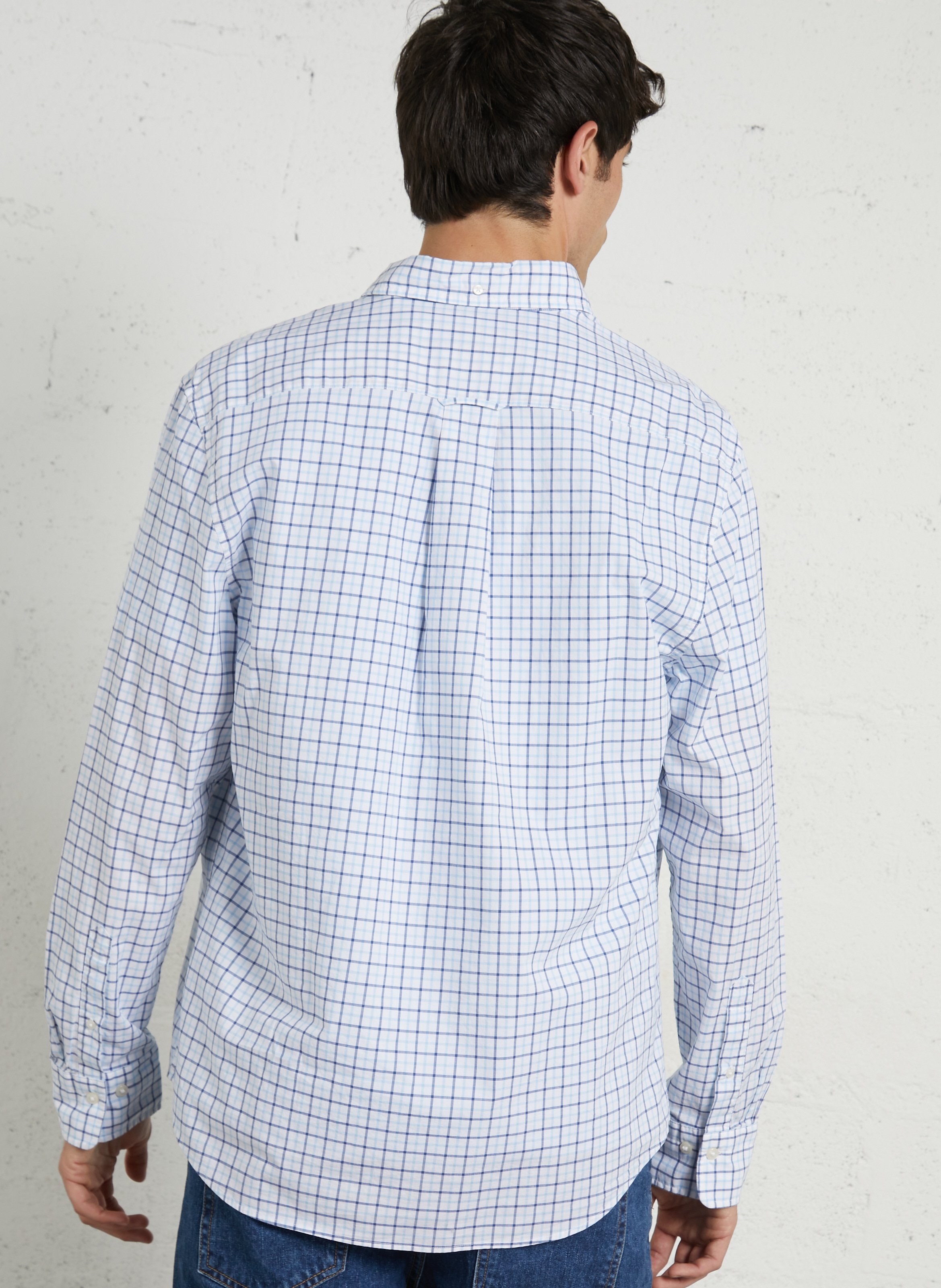 Chemise regular-fit col américain à carreaux en coton GANT Bleu