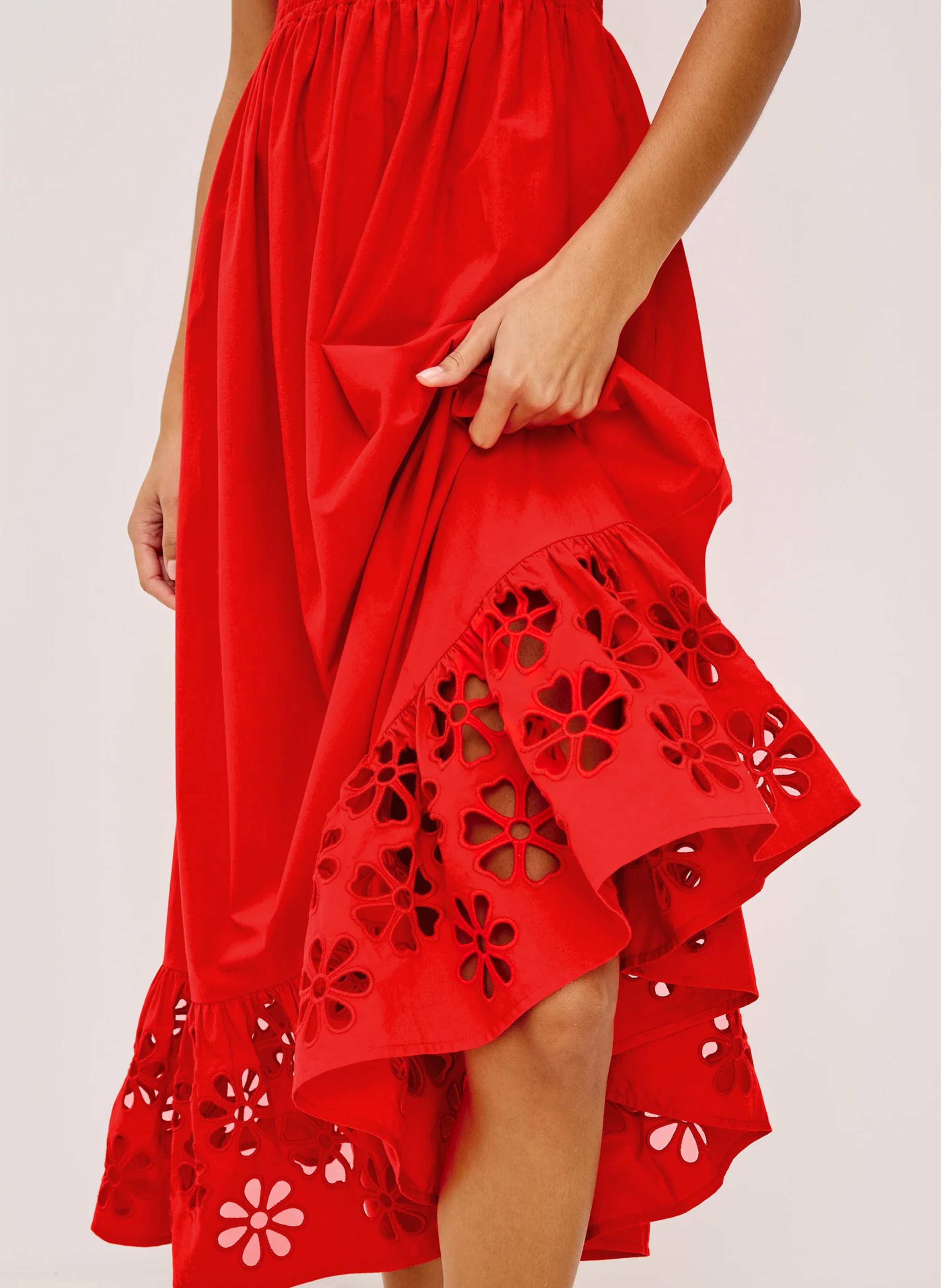 Cotton heart neckline midi dress RAILS Red