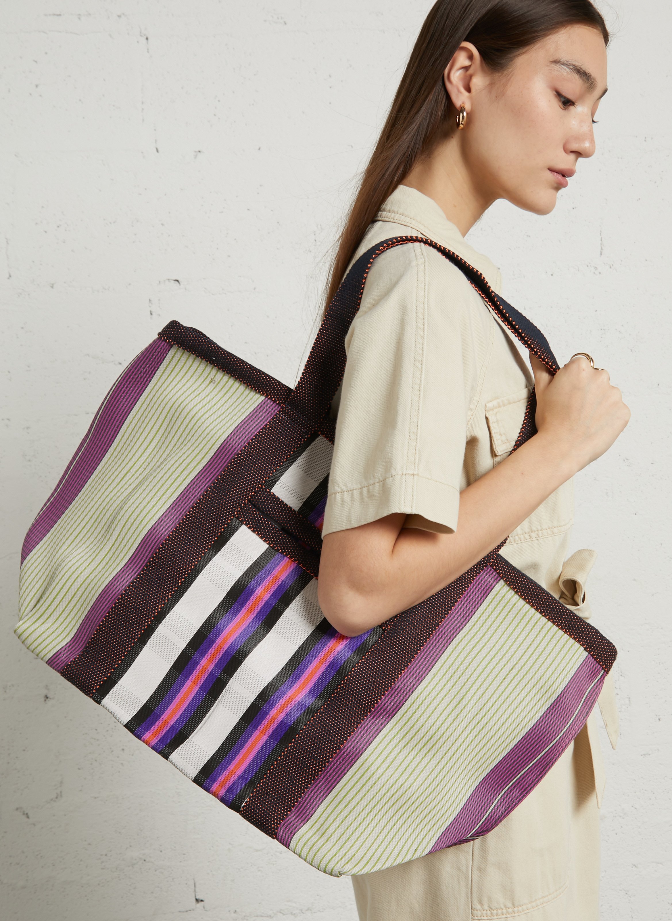 Multicolored Striped Beach Bag BABACHIC BAGS Multicolored