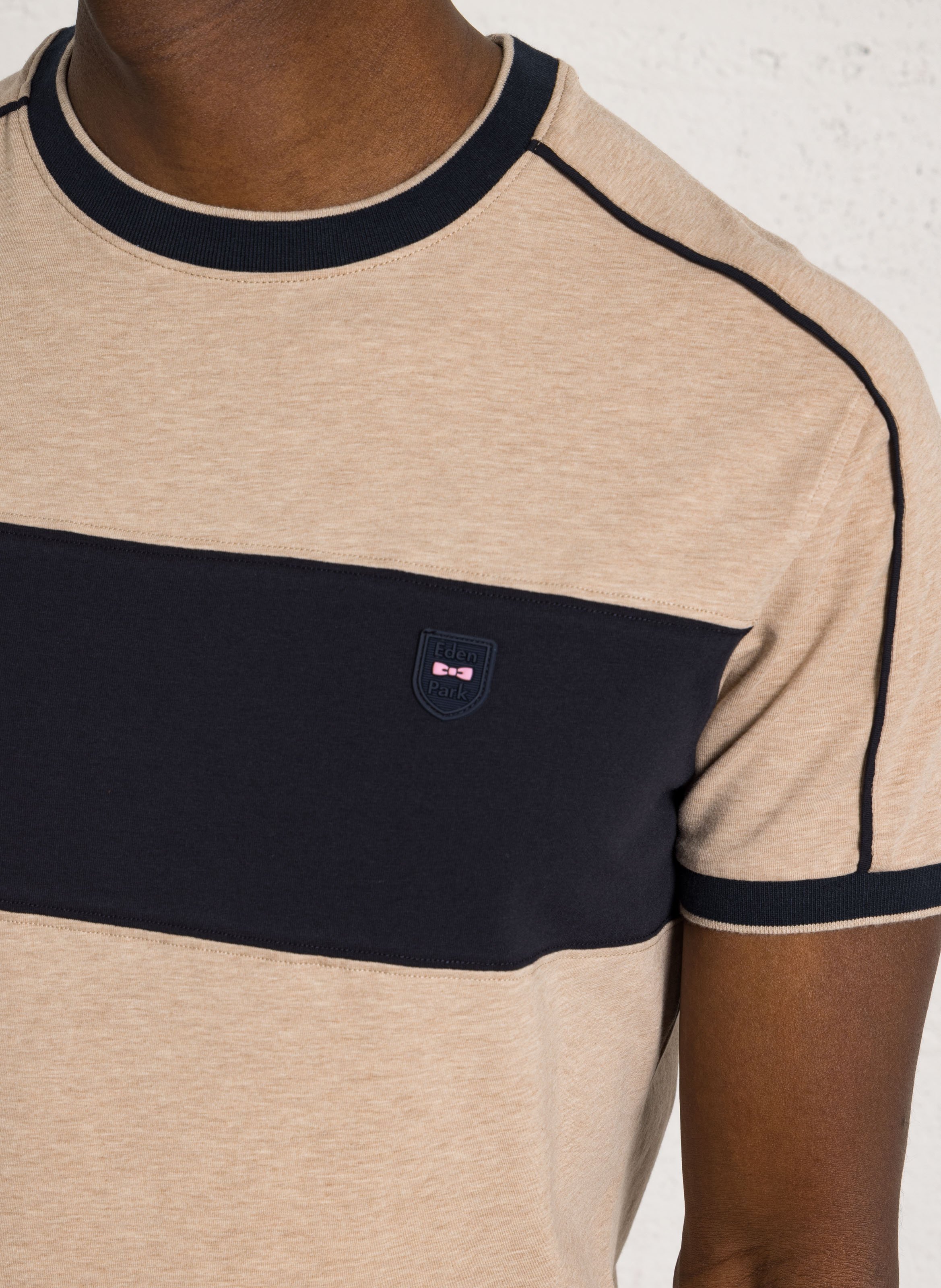 Rundhalsausschnitt T-Shirt aus Baumwollmischgewebe EDEN PARK Beige