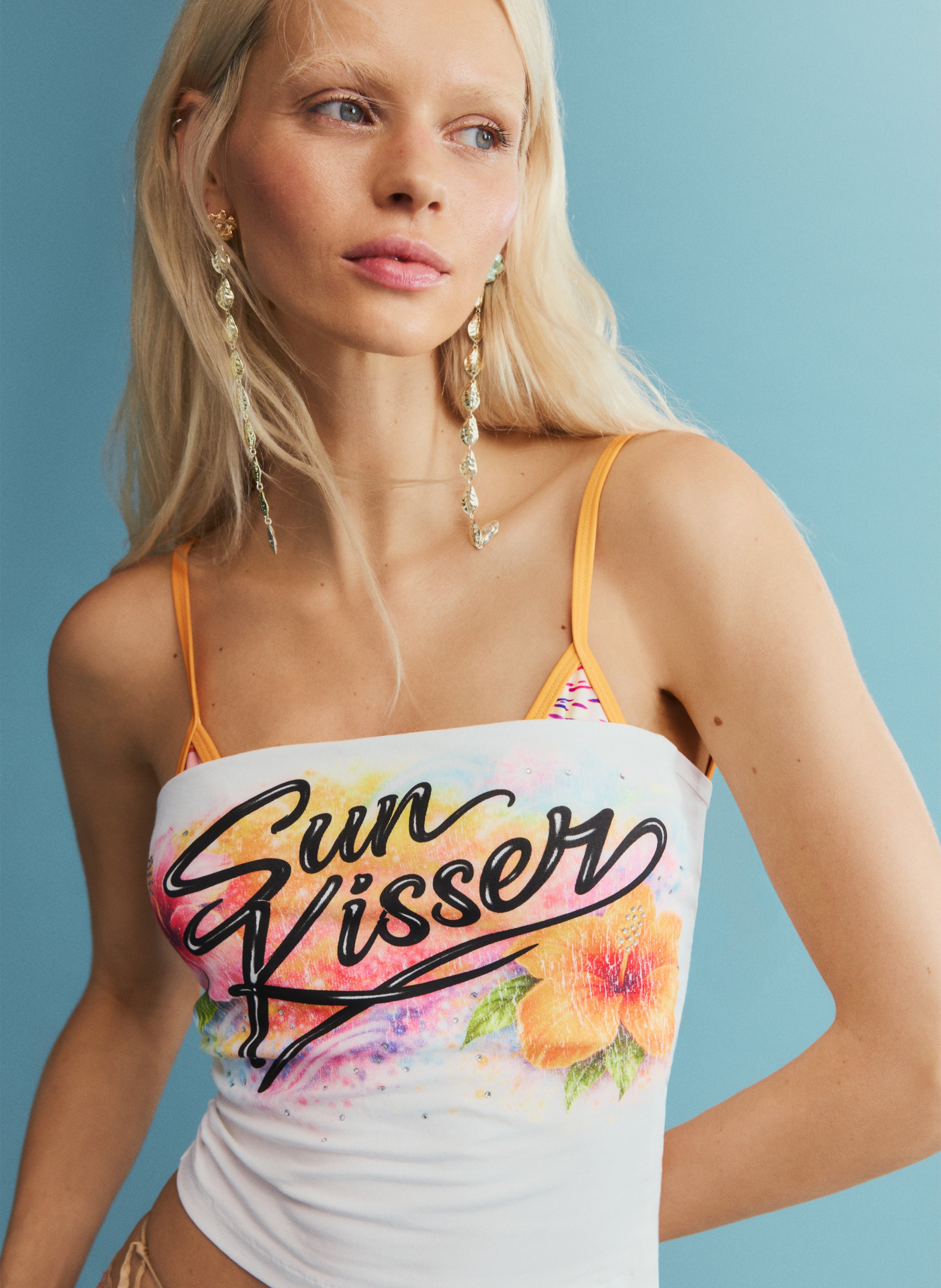 Bandeau ajusté en coton mélangé imprimé DESIGUAL Blanc