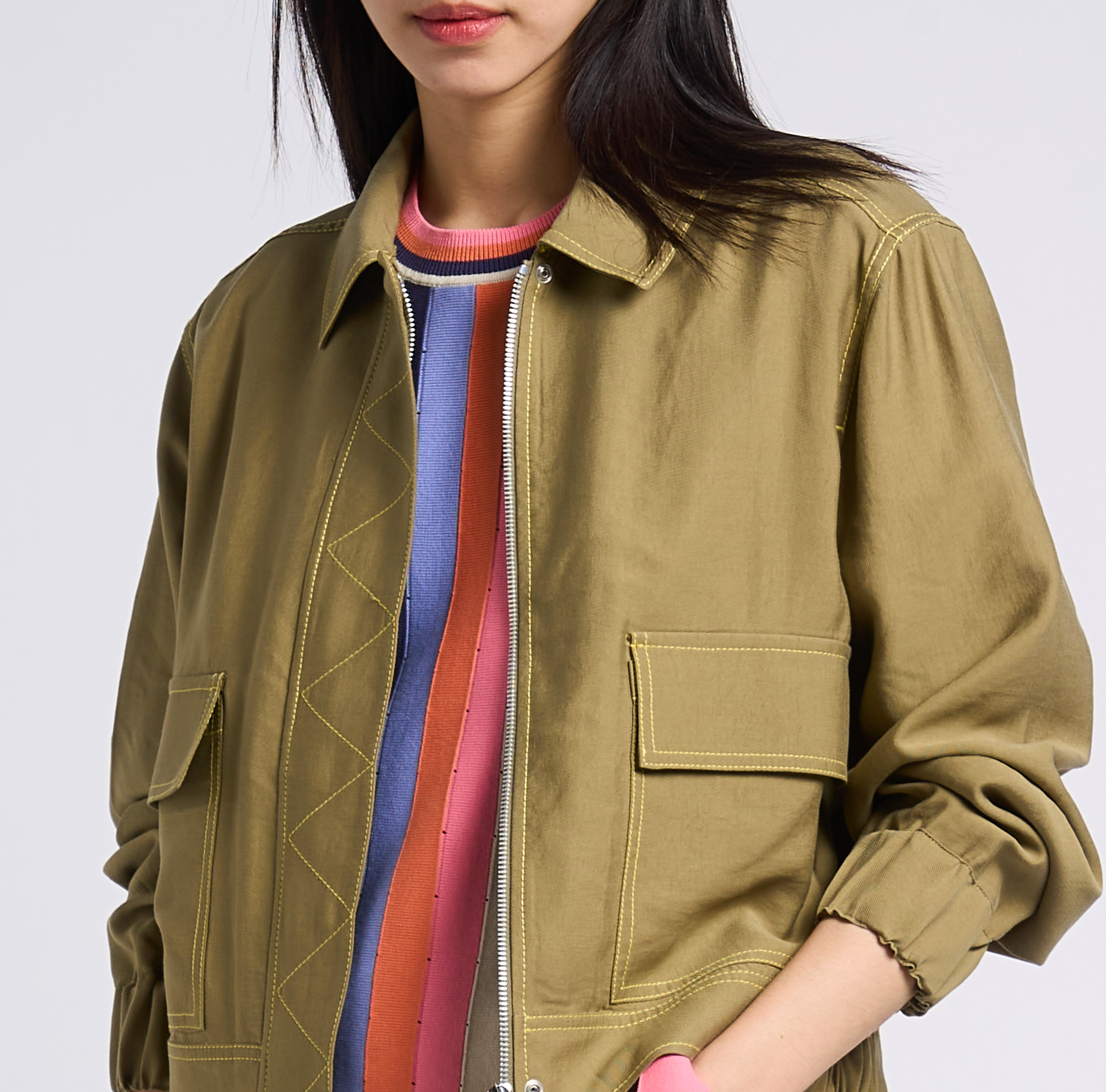 Fließende Jacke mit klassischem Kragen und Ziernähten PAUL SMITH Grun