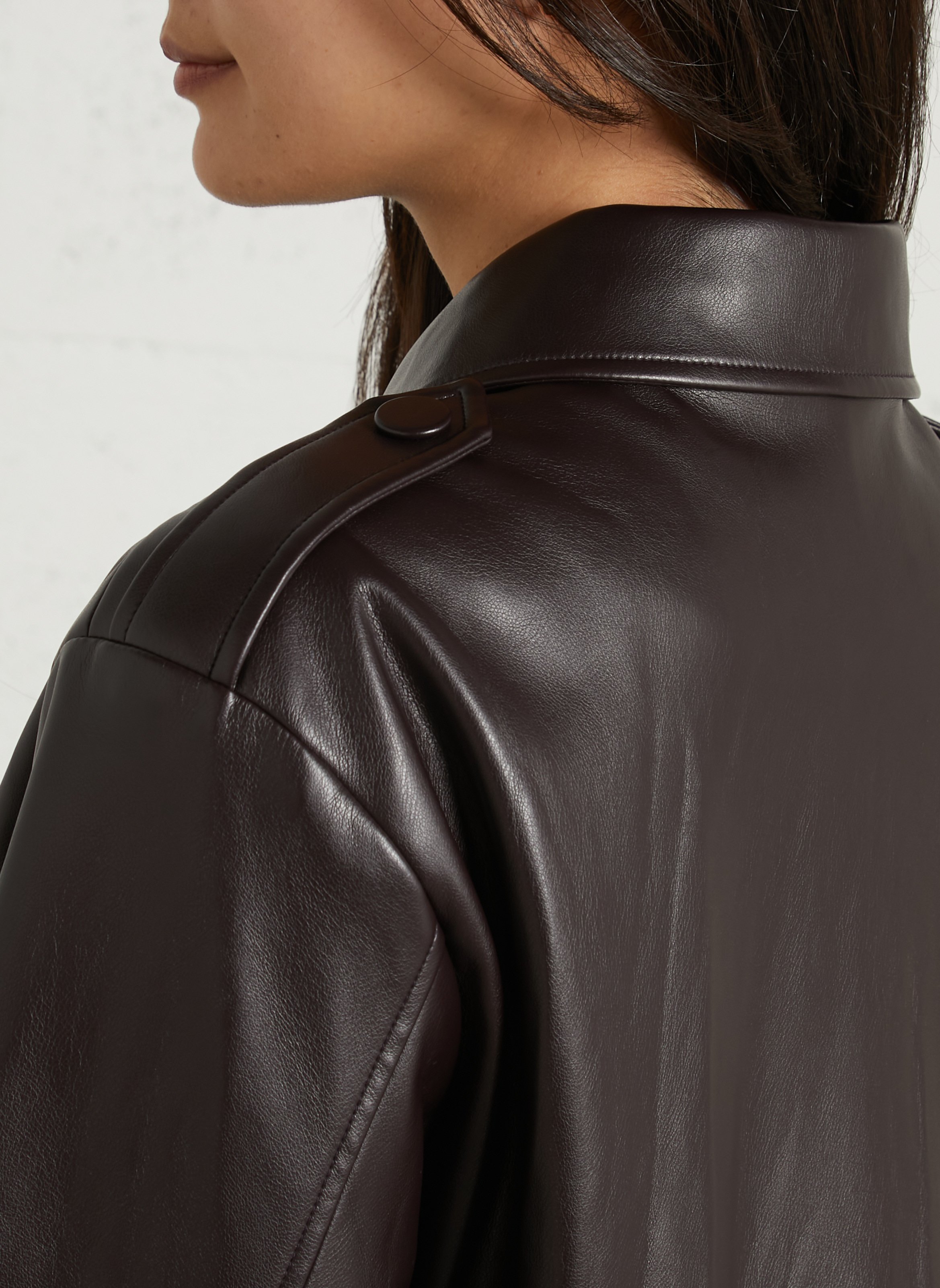 Veste col classique effet cuir SUNCOO Prune
