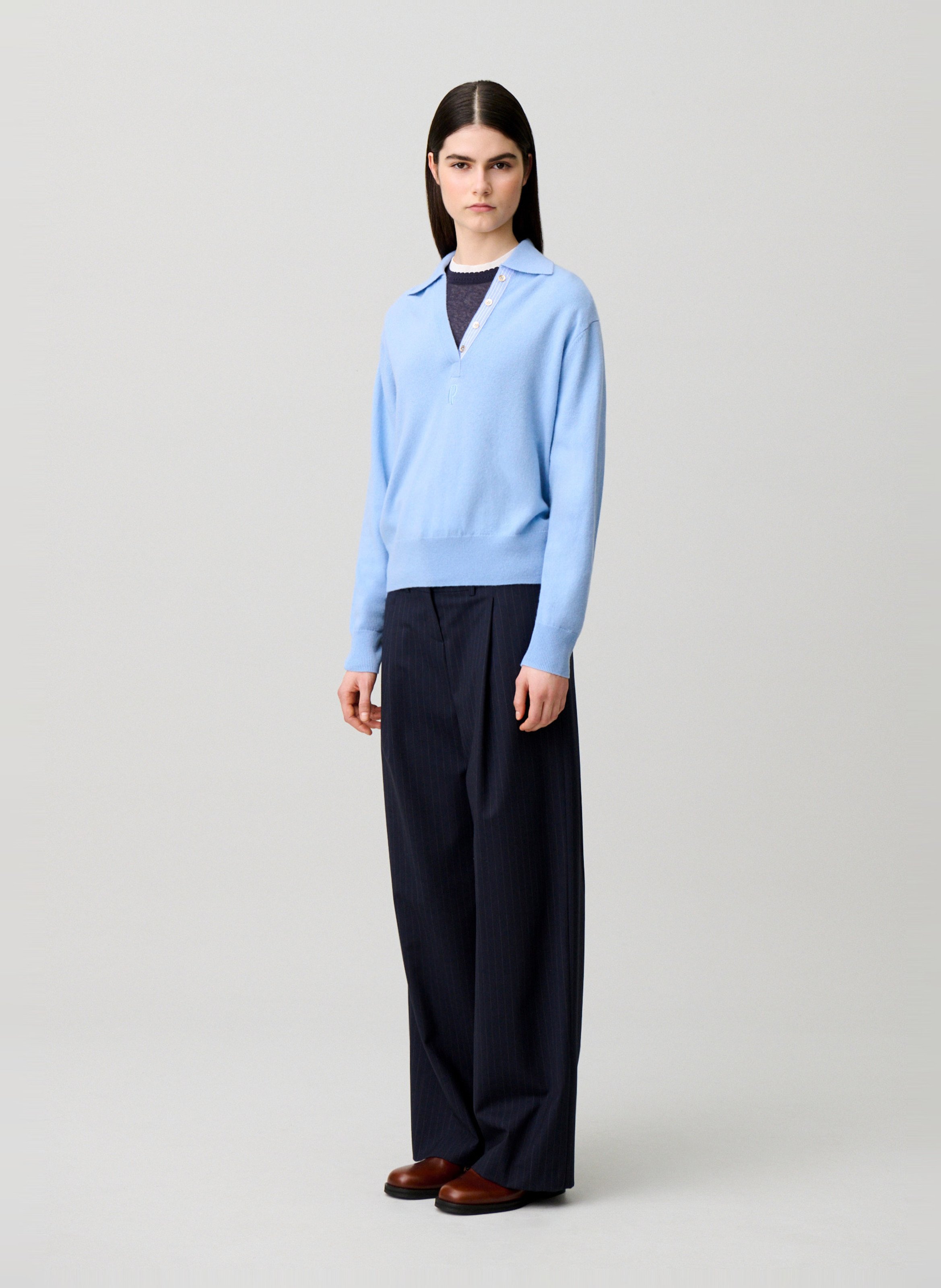 Rechte trui van wol en kasjmier CLAUDIE PIERLOT Blauw