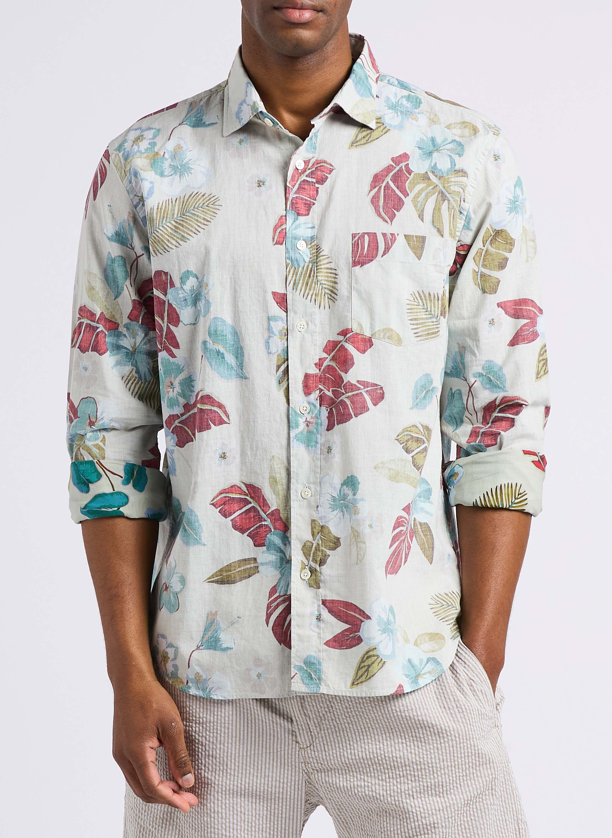 Regular-fit shirt with botanical print in cotton HARTFORD
