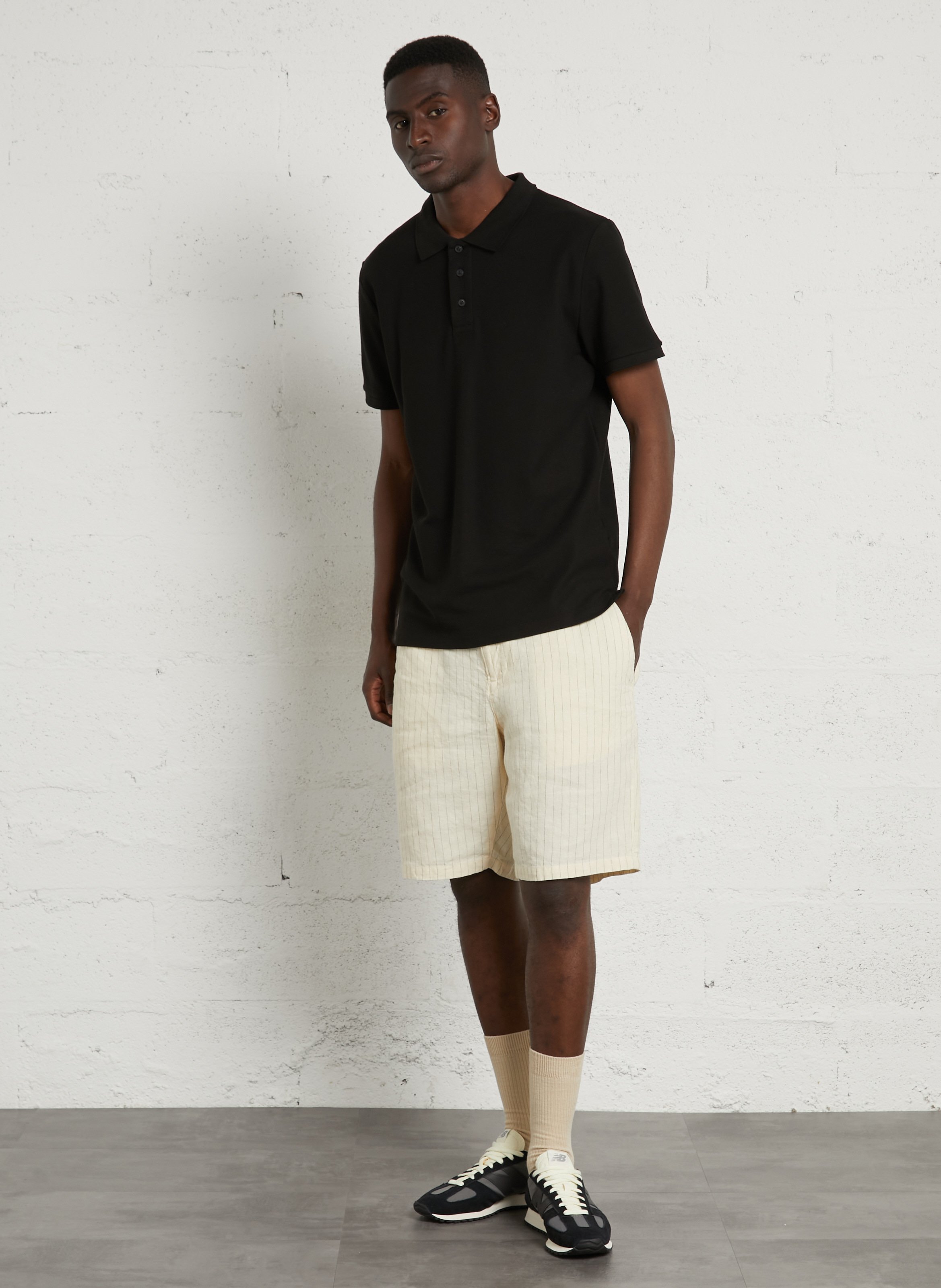 Polo blanc manches courtes AU PRINTEMPS PARIS Noir