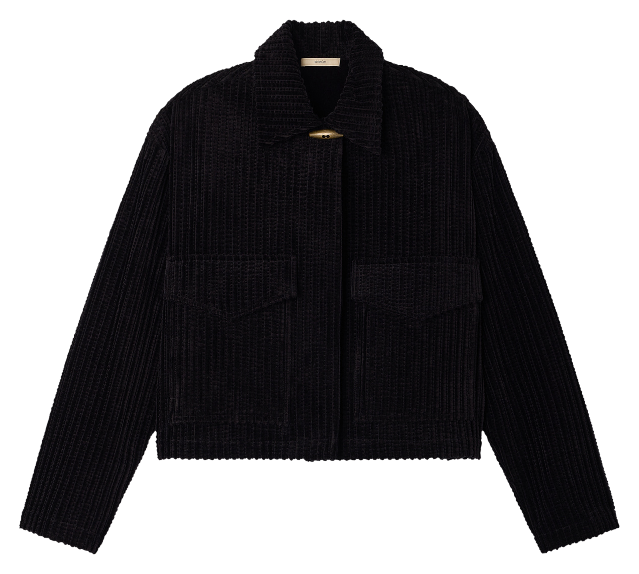 Veste courte en coton mélangé côtelé SESSUN Noir