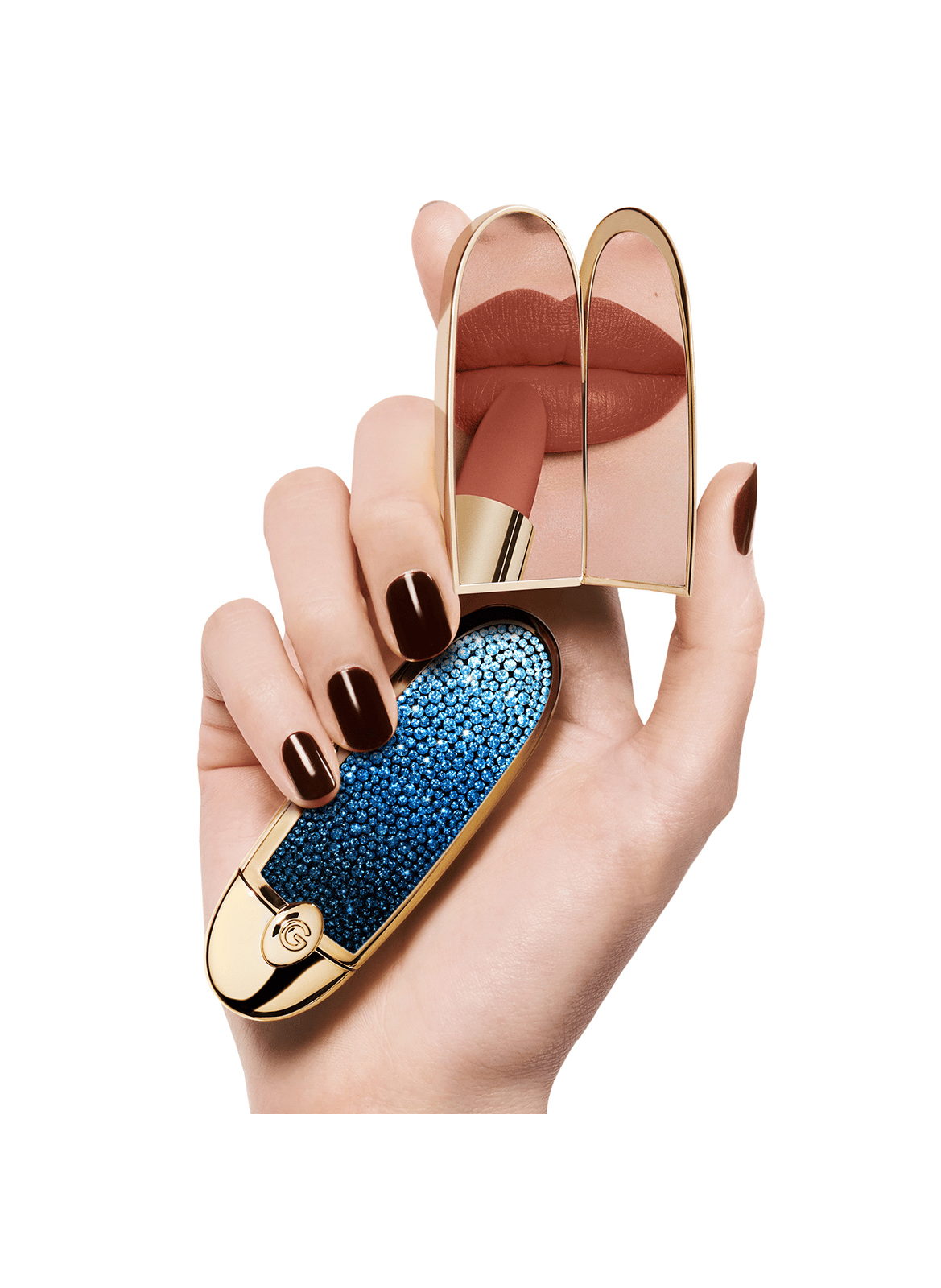 Rouge G - L’Heure BleueL’écrin bijou double miroir - Édition LimitéeLe rouge à lèvres soin personnalisable | Bleu iconique GUERLAIN Beauté