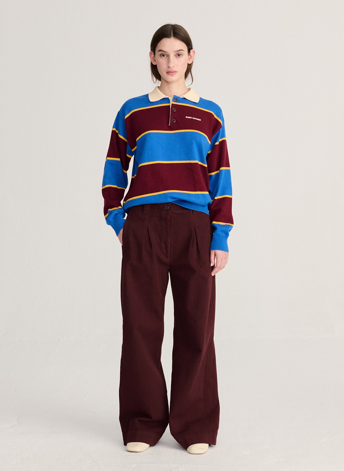 Polo ample manches longues rayé BOBO CHOSES Bleu