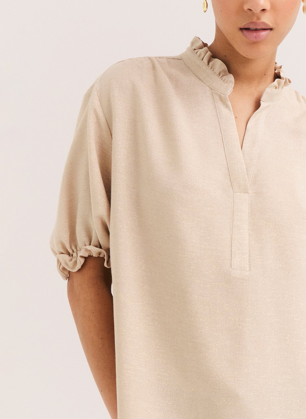 Oversized Sequined Turtleneck Top PABLO Beige