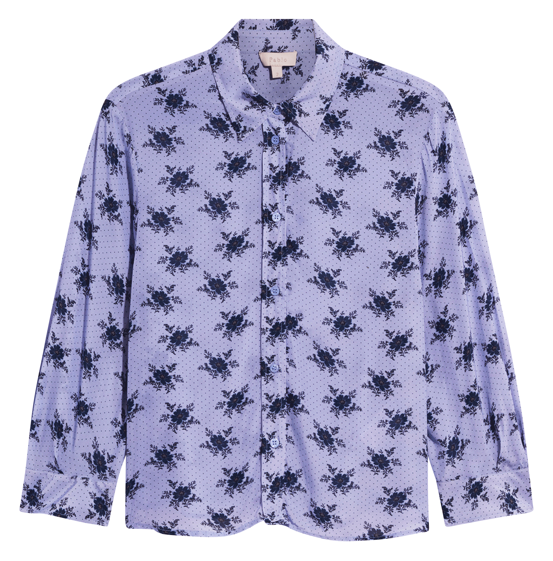 Straight printed shirt with classic collar PABLO Blue