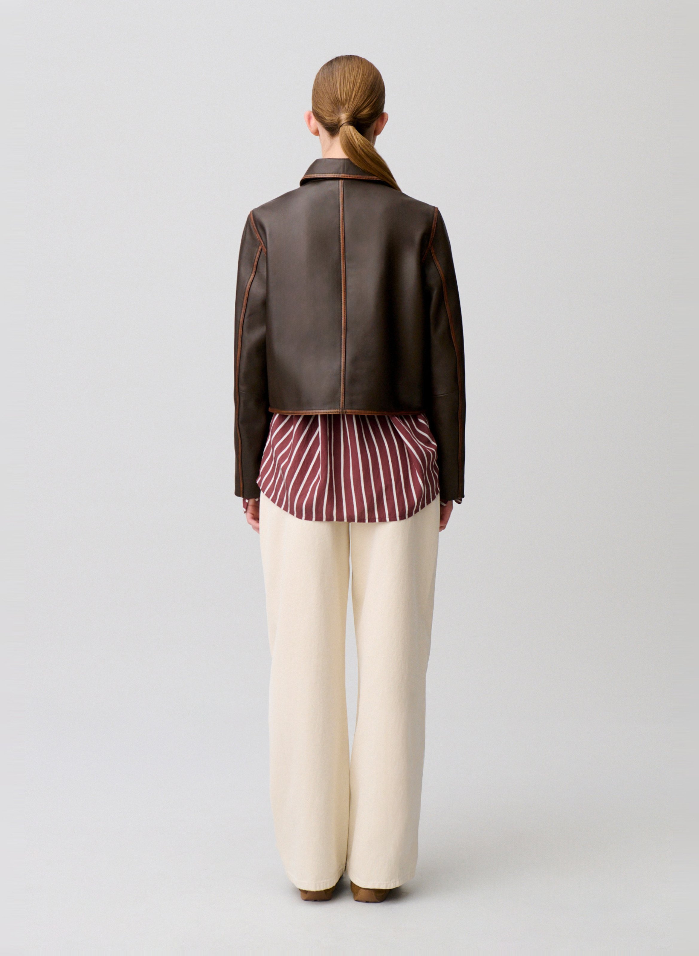 Waxed straight short jacket with buttons CLAUDIE PIERLOT Brown