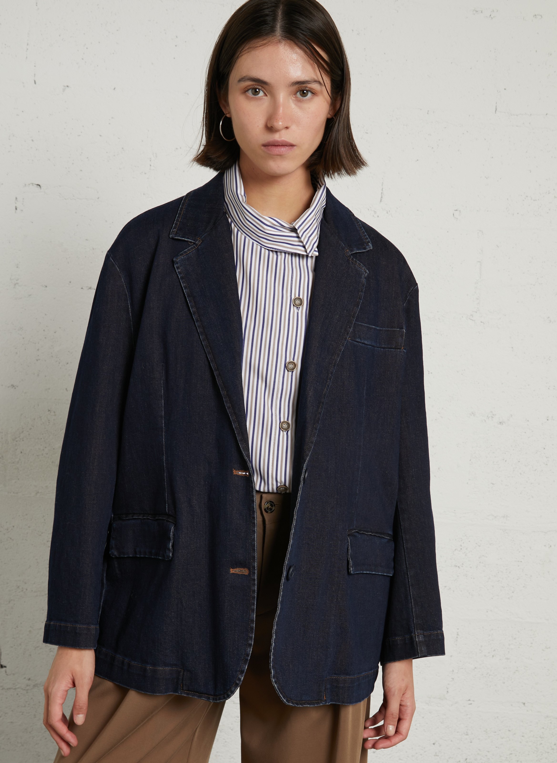 Oversized denim blazer PLEASE Blue