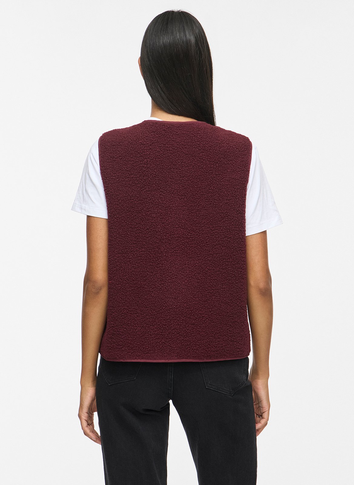 Manteau droit col rond en sherpa VILA Marron