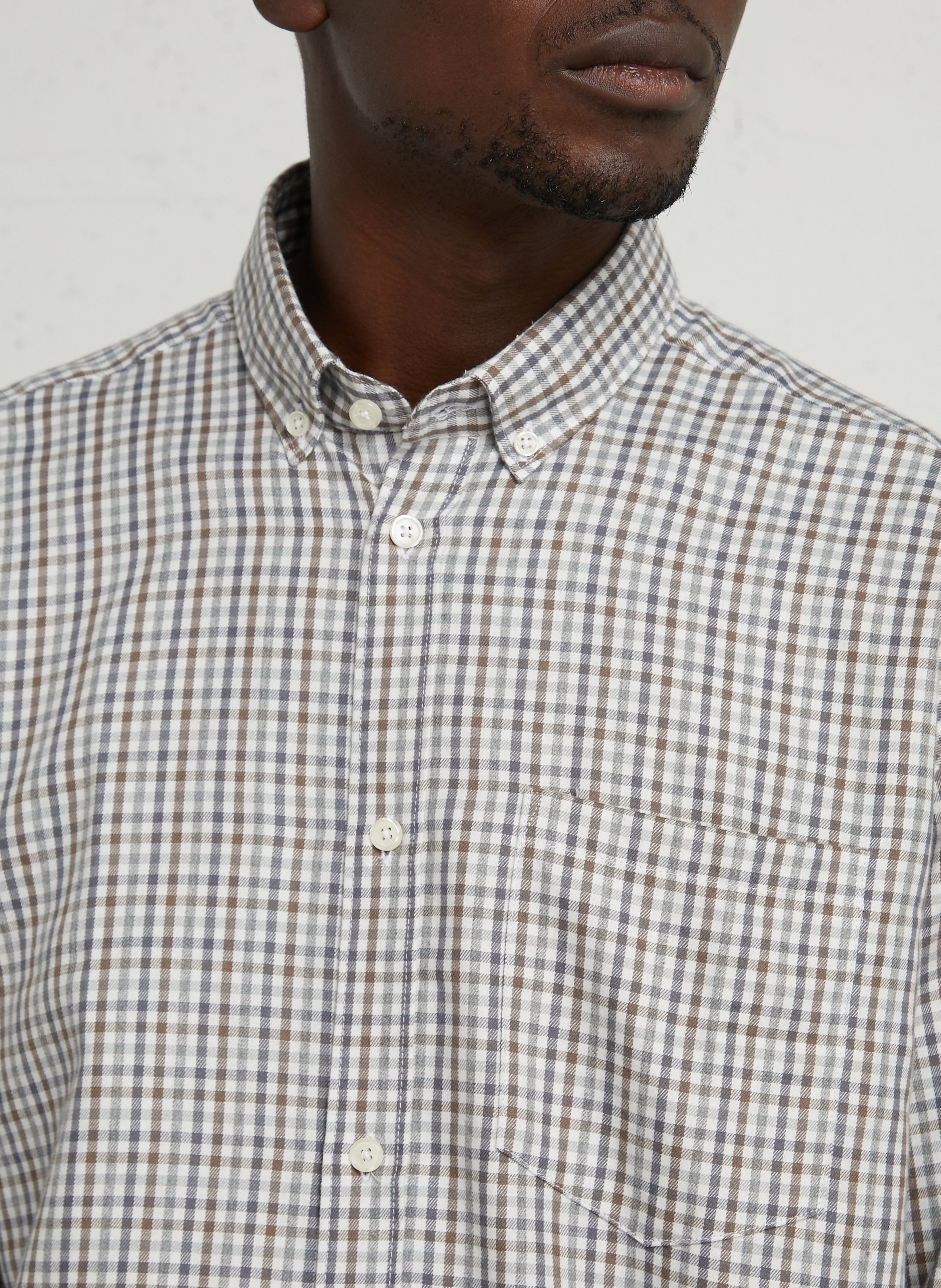 Chemise col américain en coton AU PRINTEMPS PARIS Beige