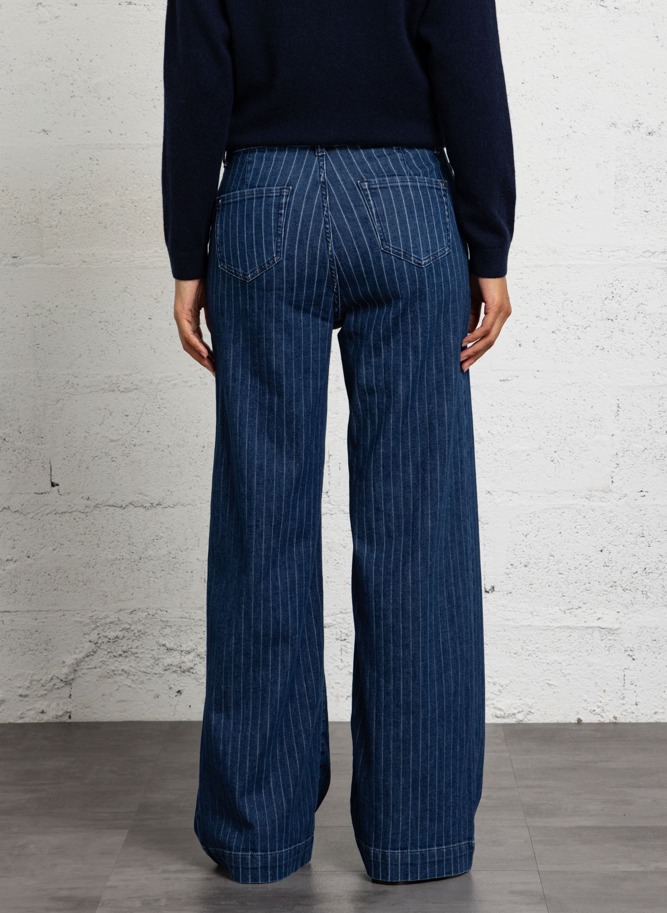 Gestreifte Straight Cut Jeans aus Baumwoll-Mix MAISON 123 Blau