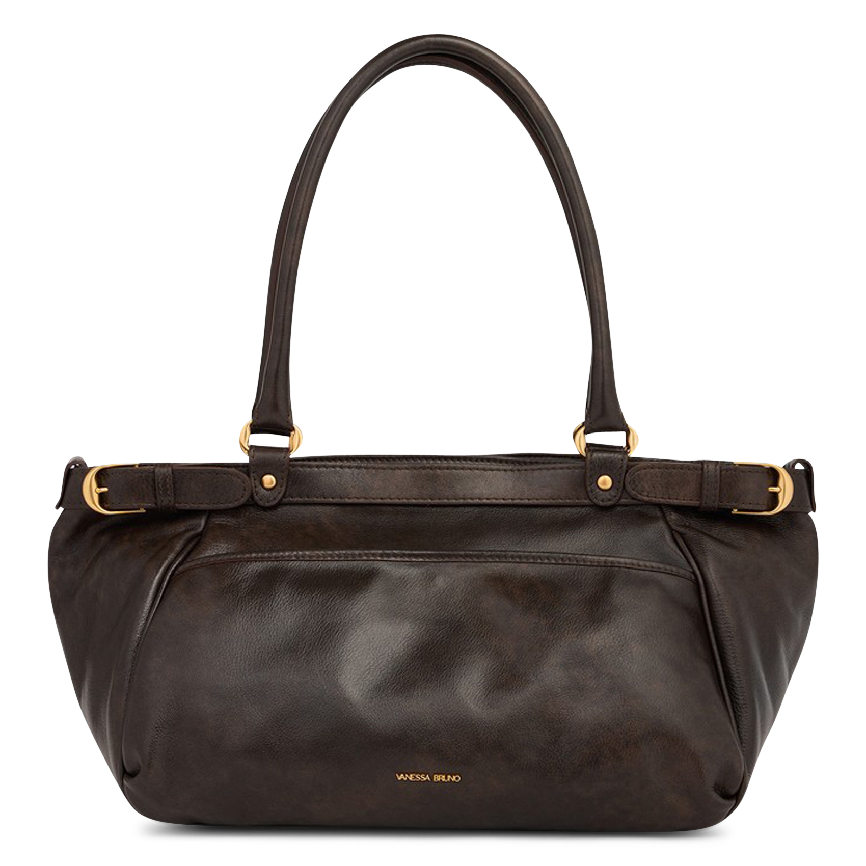 Leather shoulder bag VANESSA BRUNO Brown