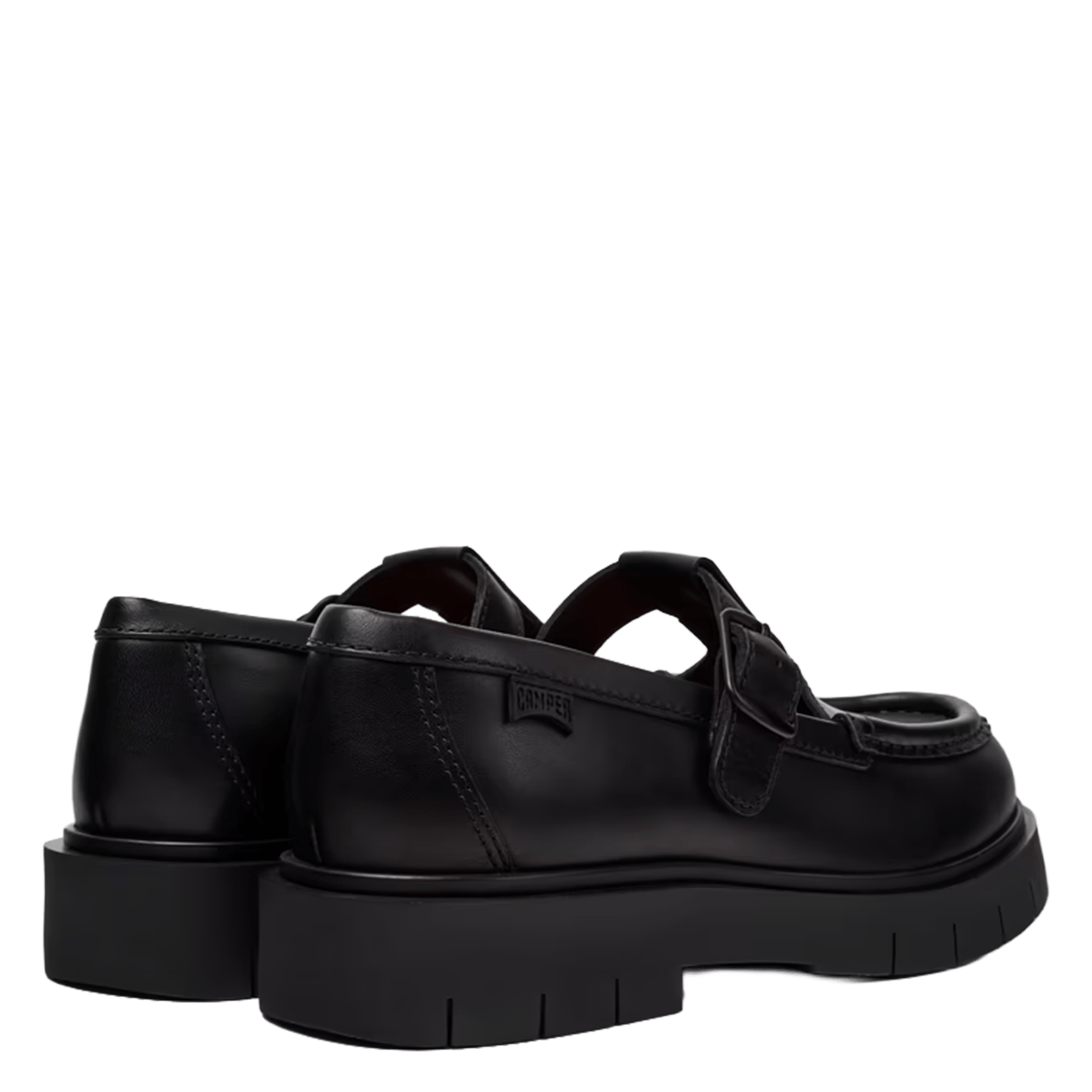 Slipper mit Riemen, einfarbig aus Leder CAMPER Schwarz