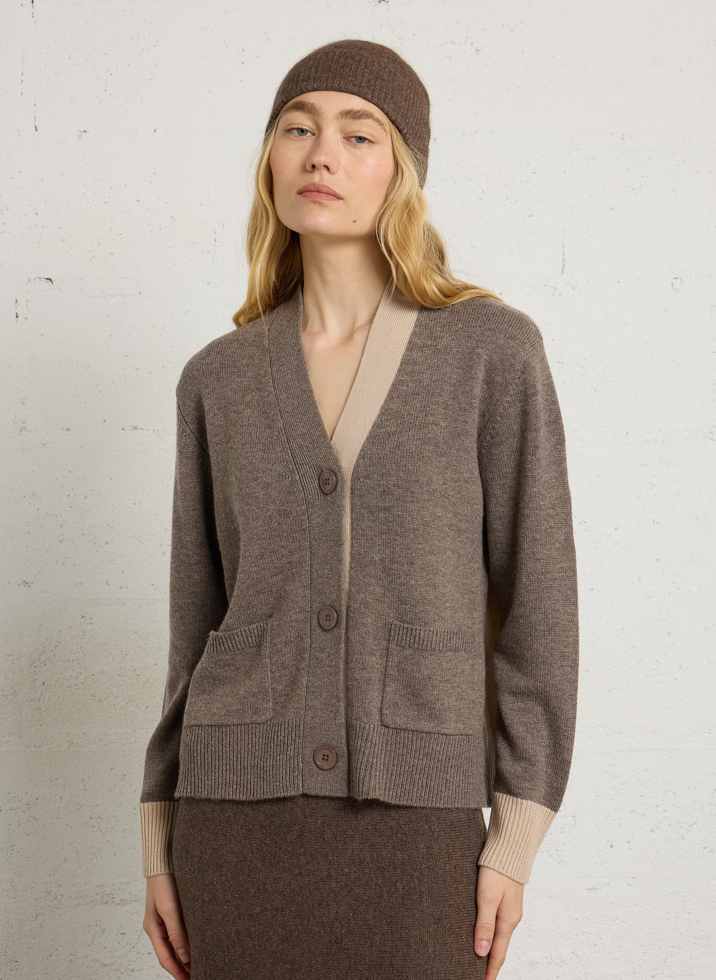 Straight wool and cashmere cardigan MAJESTIC FILATURES Multicolored