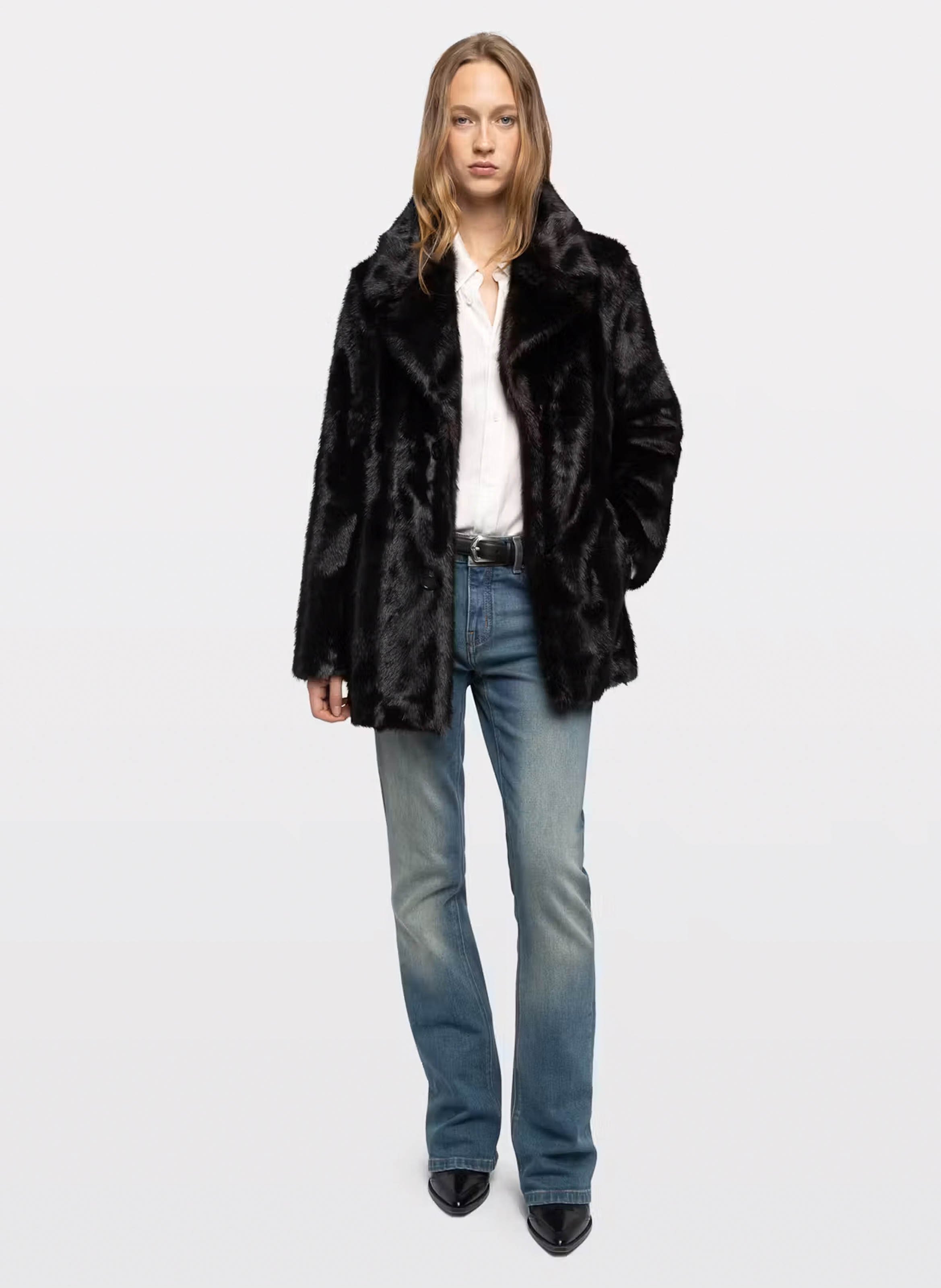 Mantel met reverskraag van bont ZADIG&VOLTAIRE Bruin