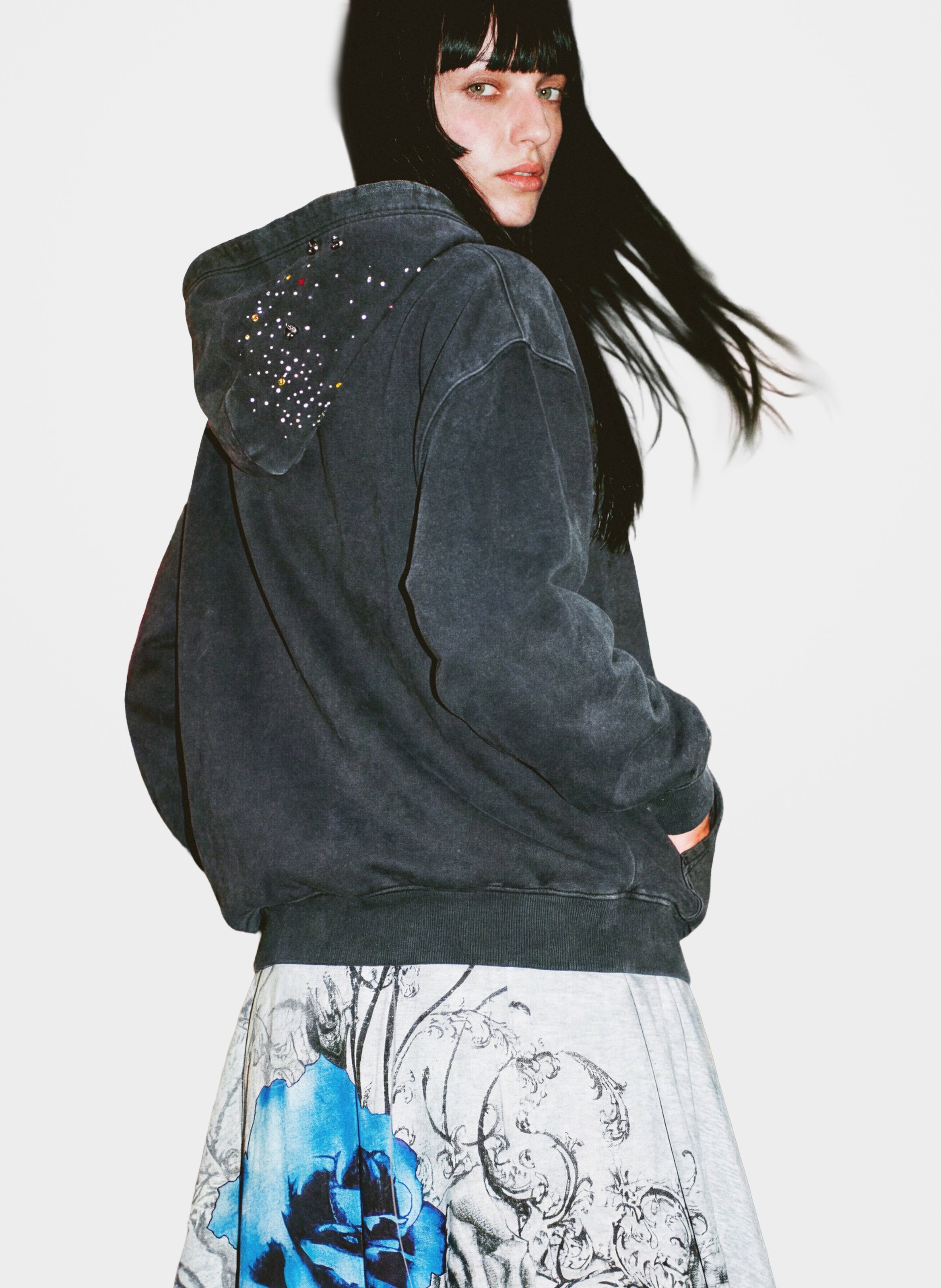 Sweat ample à capuche avec strass DESIGUAL Noir