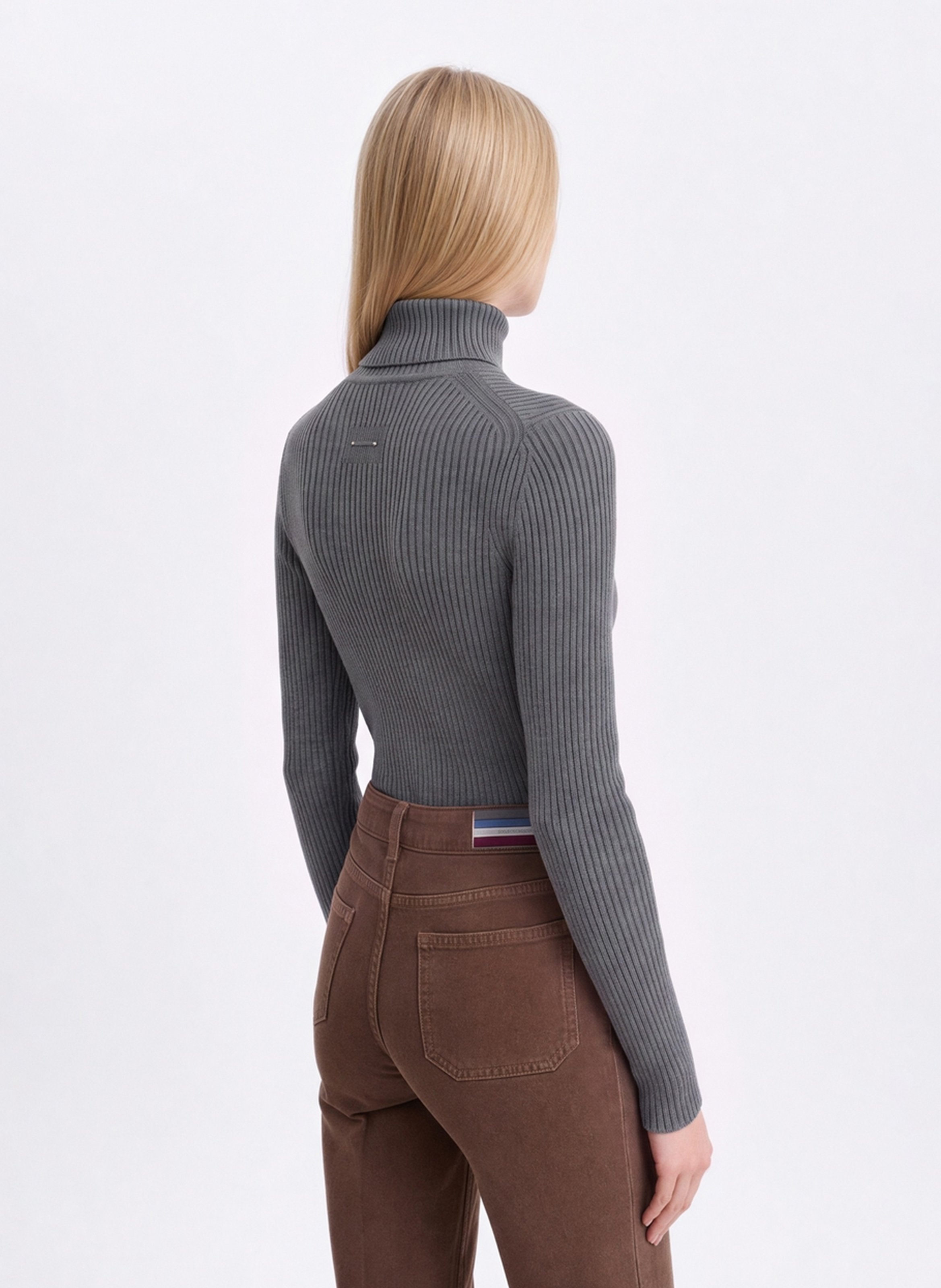 Rippstrick-Pullover mit Stehkragen VANESSA BRUNO Grau